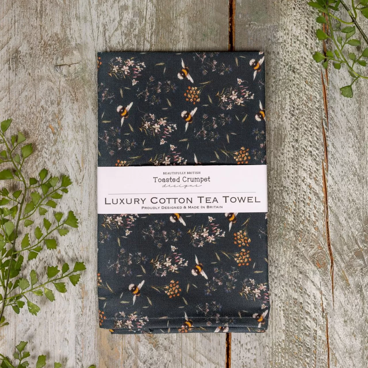 Discount Toasted Crumpet Bees & Honeysuckle Noir Tea Towel