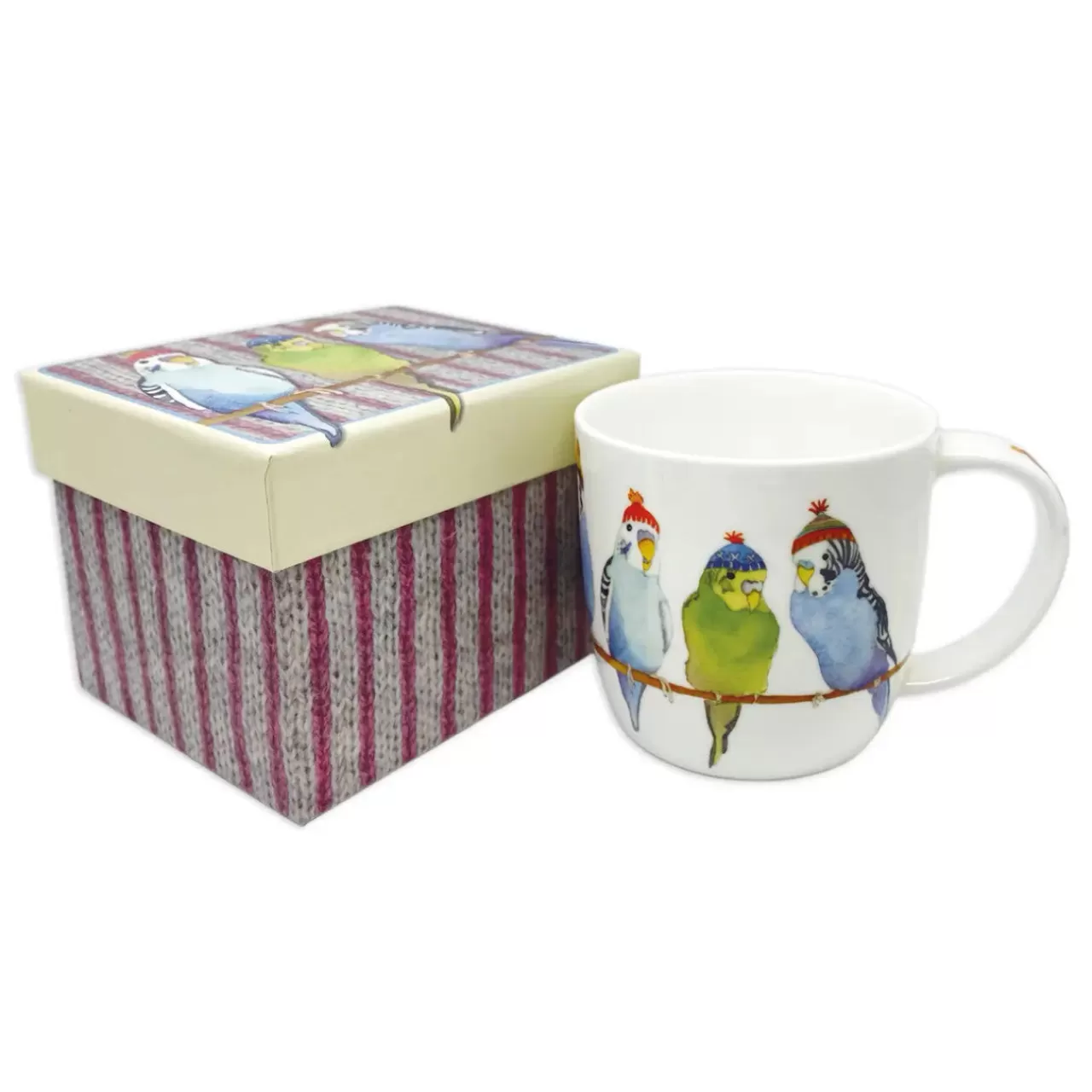 Shop Emma Ball Budgies In Beanies Bone China Mug (Boxed)