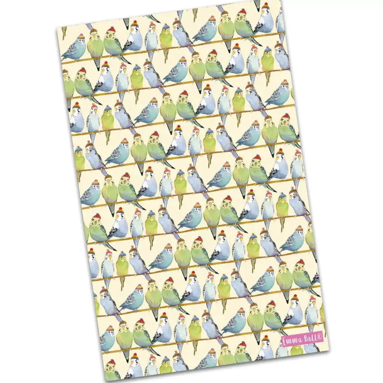 Fashion Emma Ball Budgies In Beanies Tea Towel