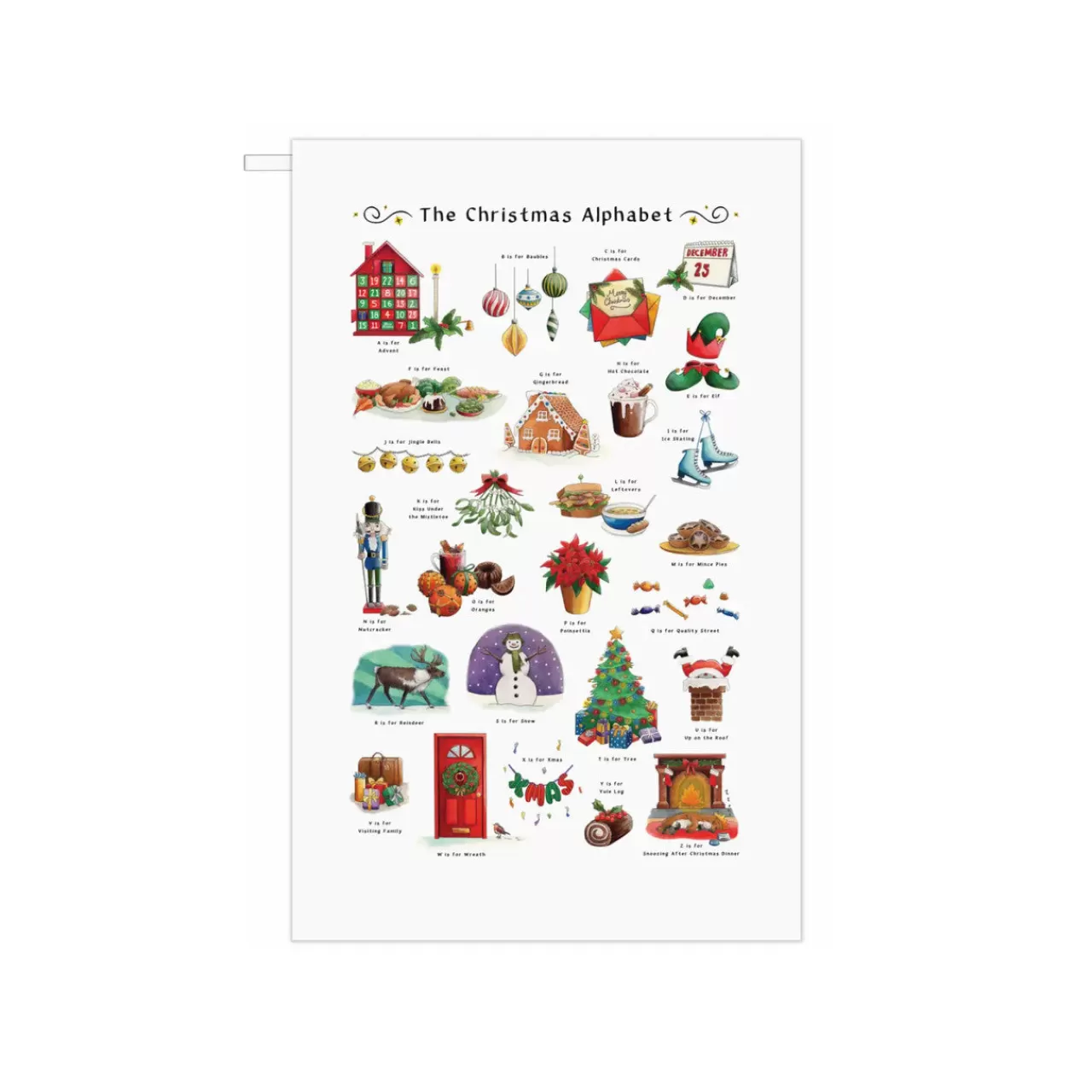 Best Yeti Christmas Alphabet Tea Towel