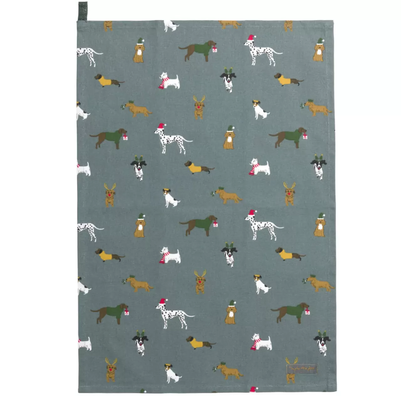 New Sophie Allport Christmas Dogs Set Of 2 Tea Towels