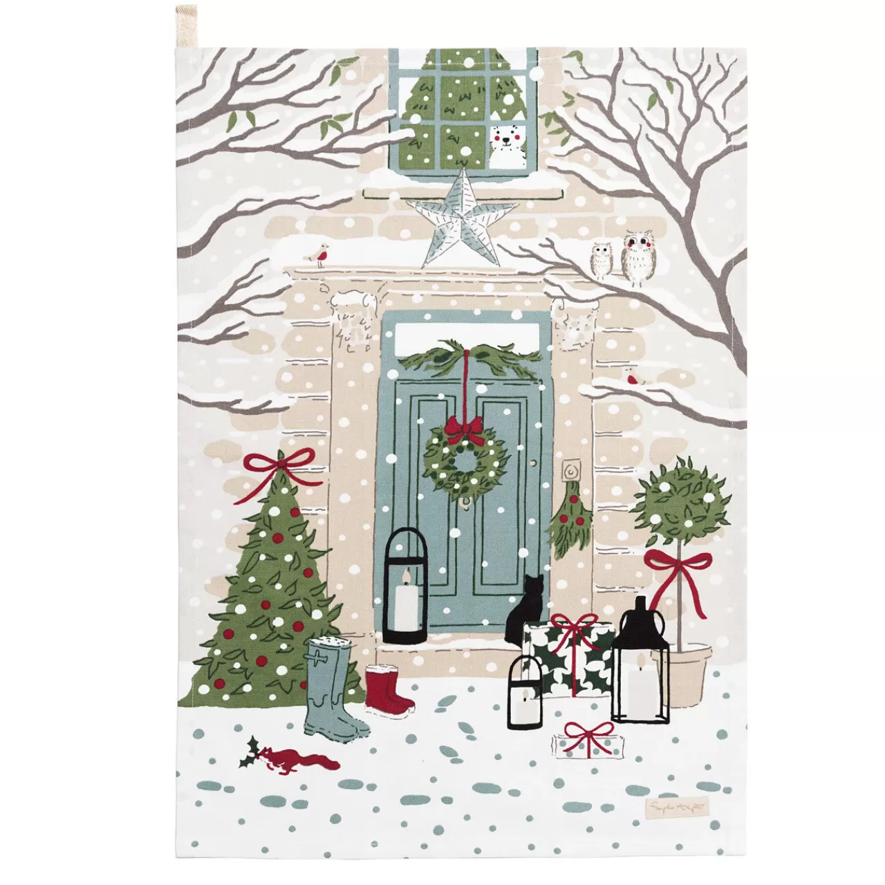 Hot Sophie Allport Christmas Holly & Berry Set Of 2 Tea Towels