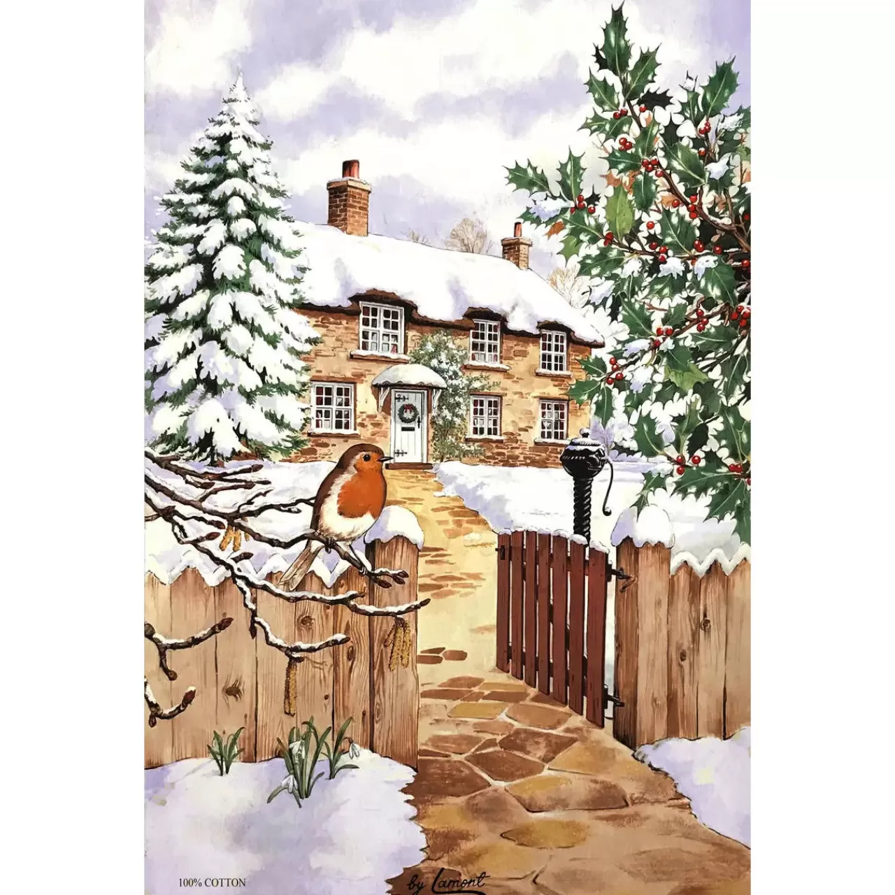 Store Samuel Lamont Christmas House Cotton Tea Towel