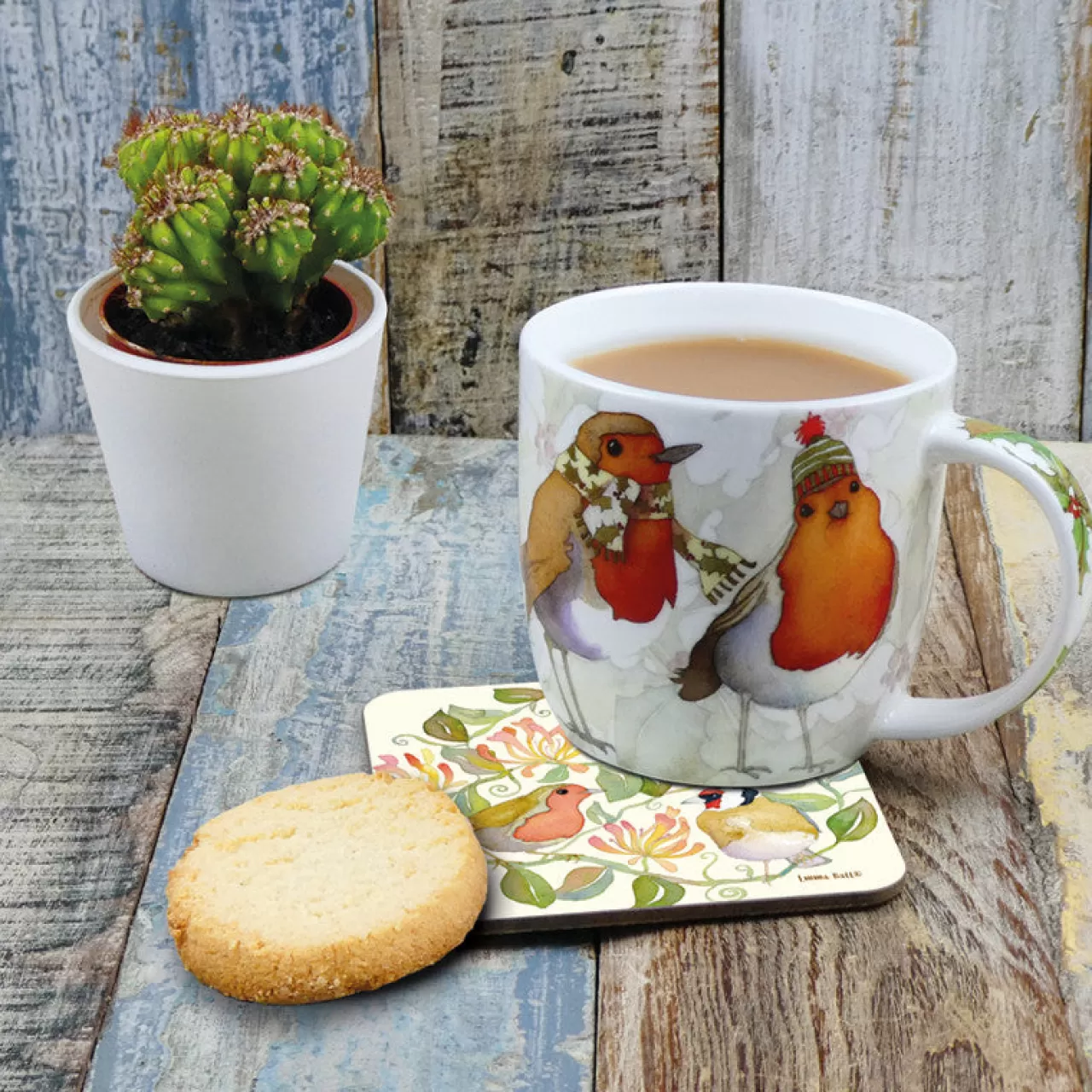 Sale Emma Ball Christmas Robins Bone China Mug (Boxed)