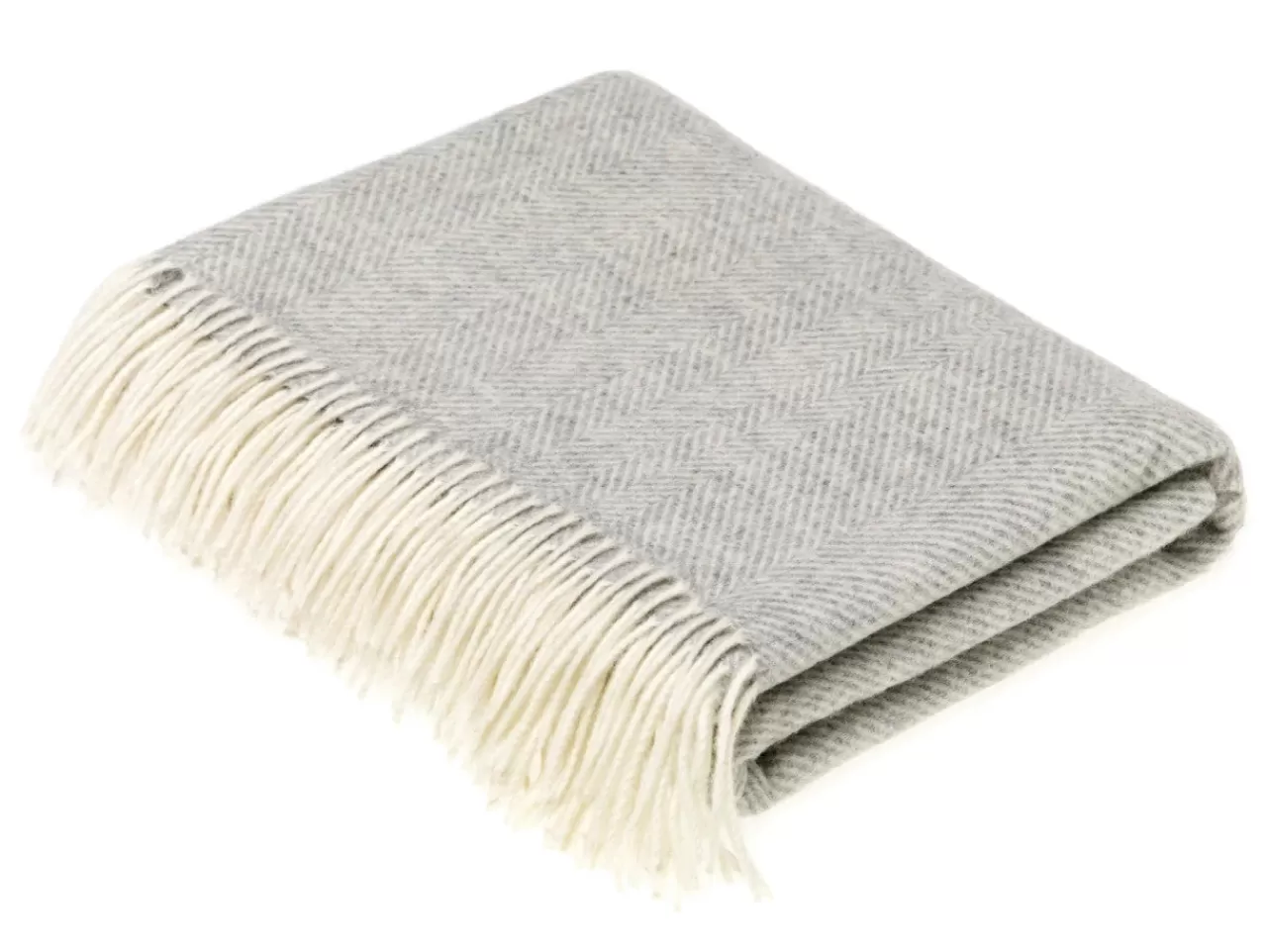 Discount Bronte Moon Classic Collection Herringbone Gray Marino Lambswool Throw Blanket