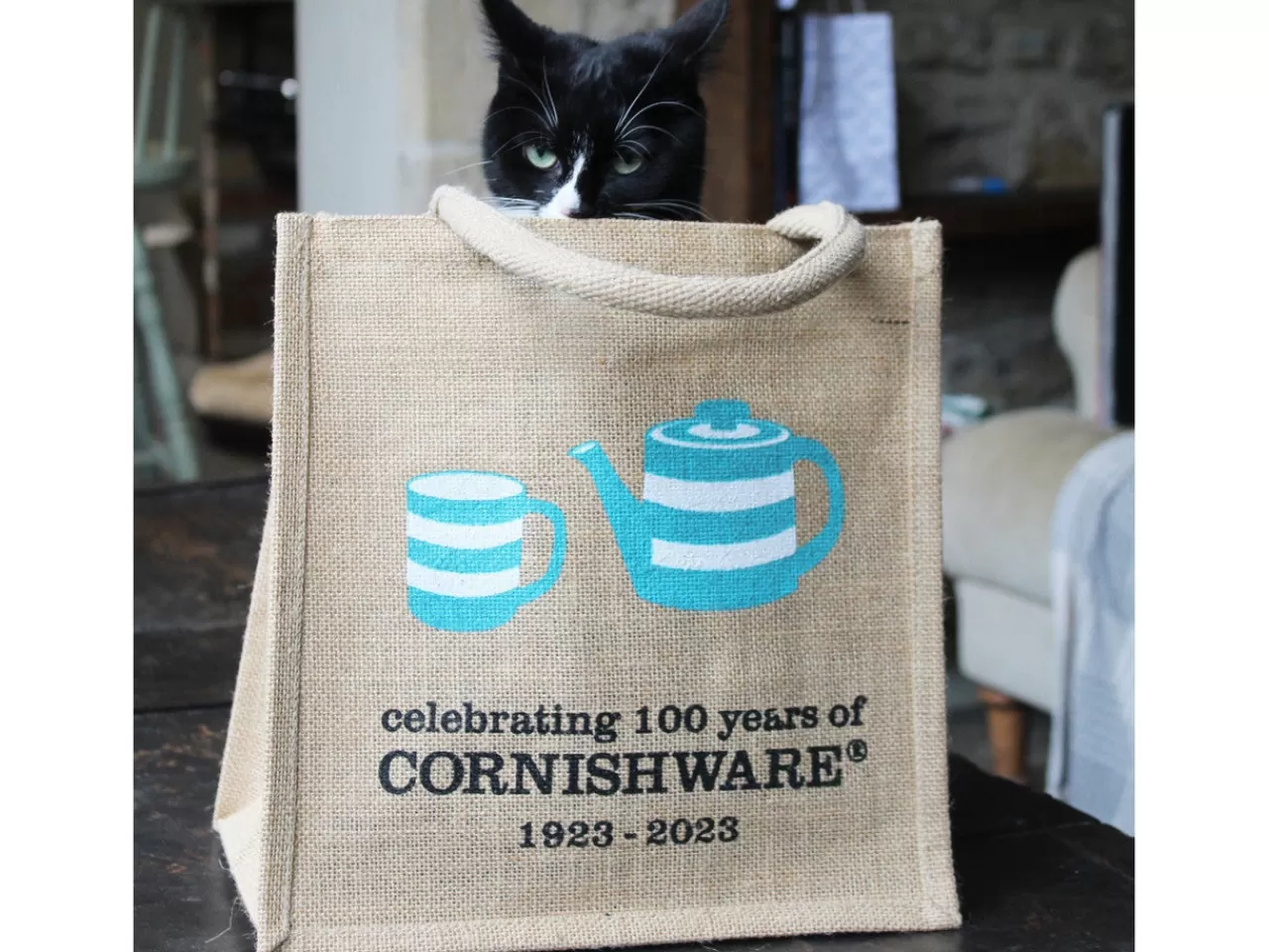 New Cornishware Centenary Jute Bag