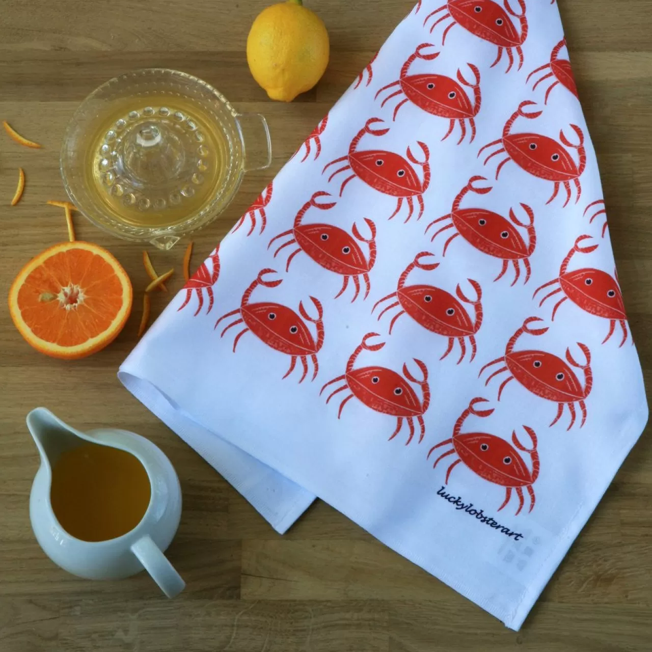 Fashion Lucky Lobster Crab Tea Towel