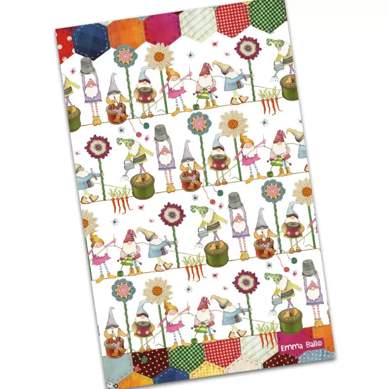 Fashion Emma Ball Crafting Gnomes Tea Towel