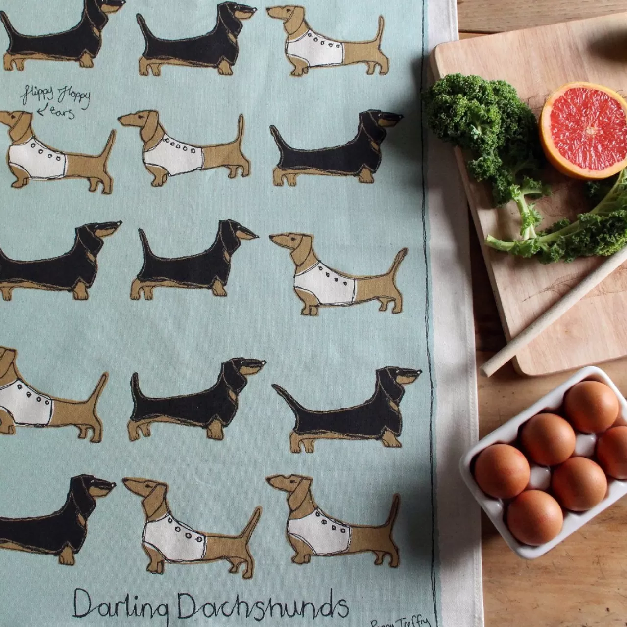 Flash Sale Poppy Treffry Dachshunds Tea Towel