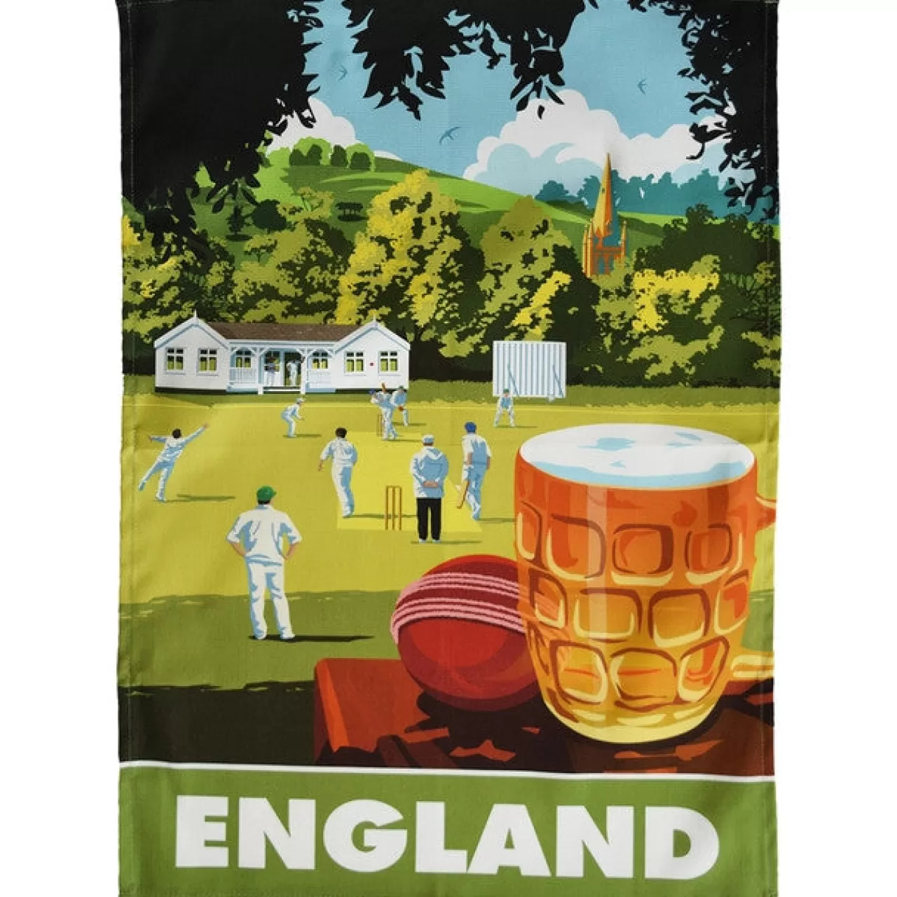 Fashion Town Towels England Beer And Cricket Tea Towel