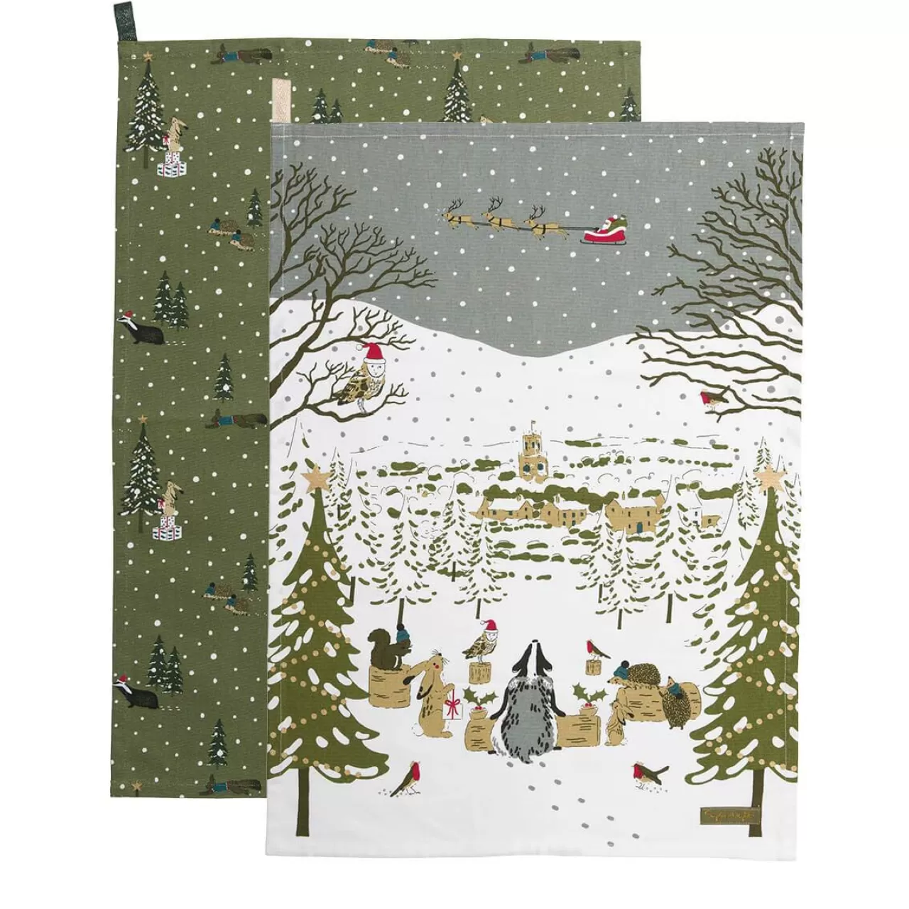 Store Sophie Allport Festive Forest Set Of 2 Tea Towels