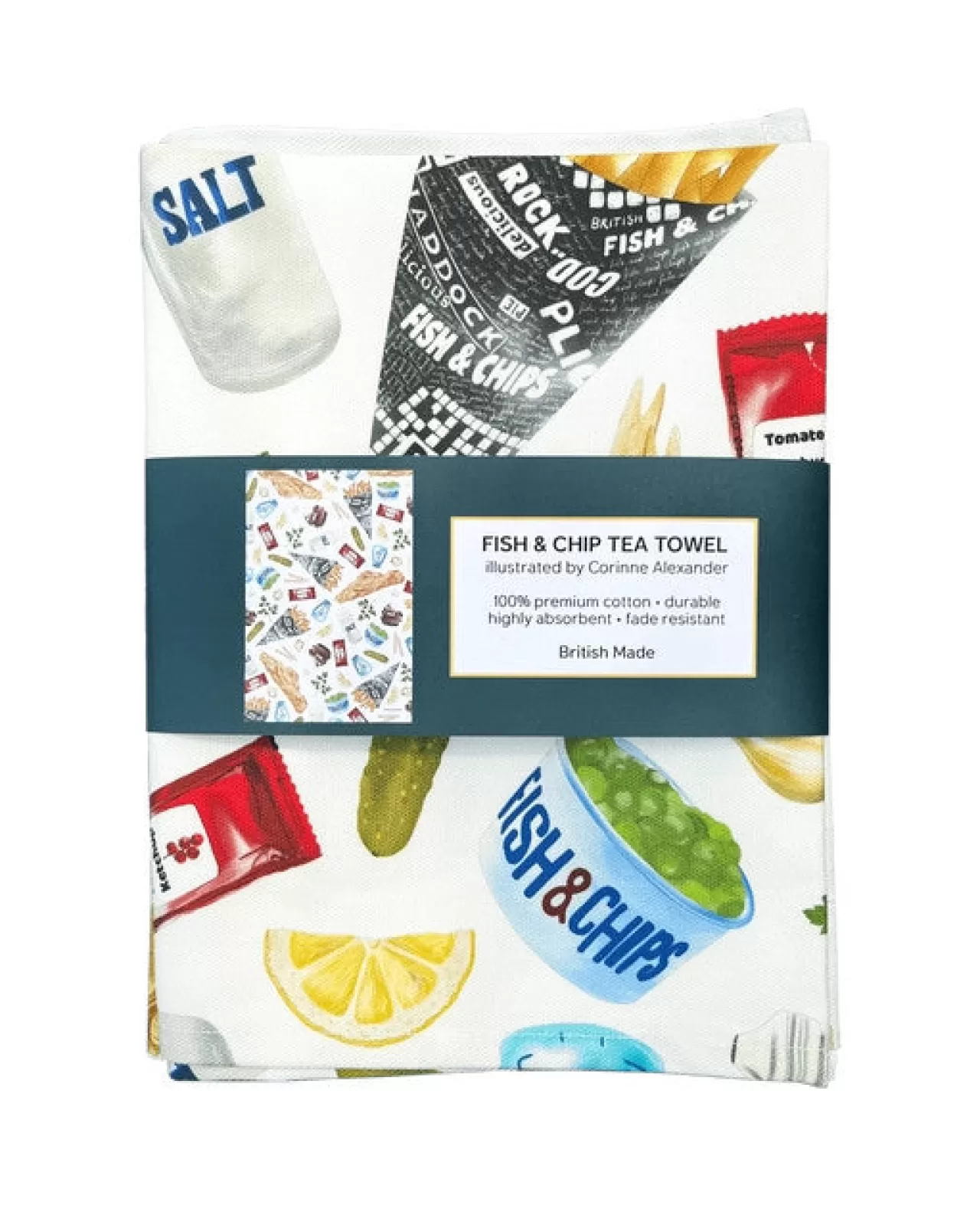 Online Corinne Alexander Fish & Chip Tea Towel By