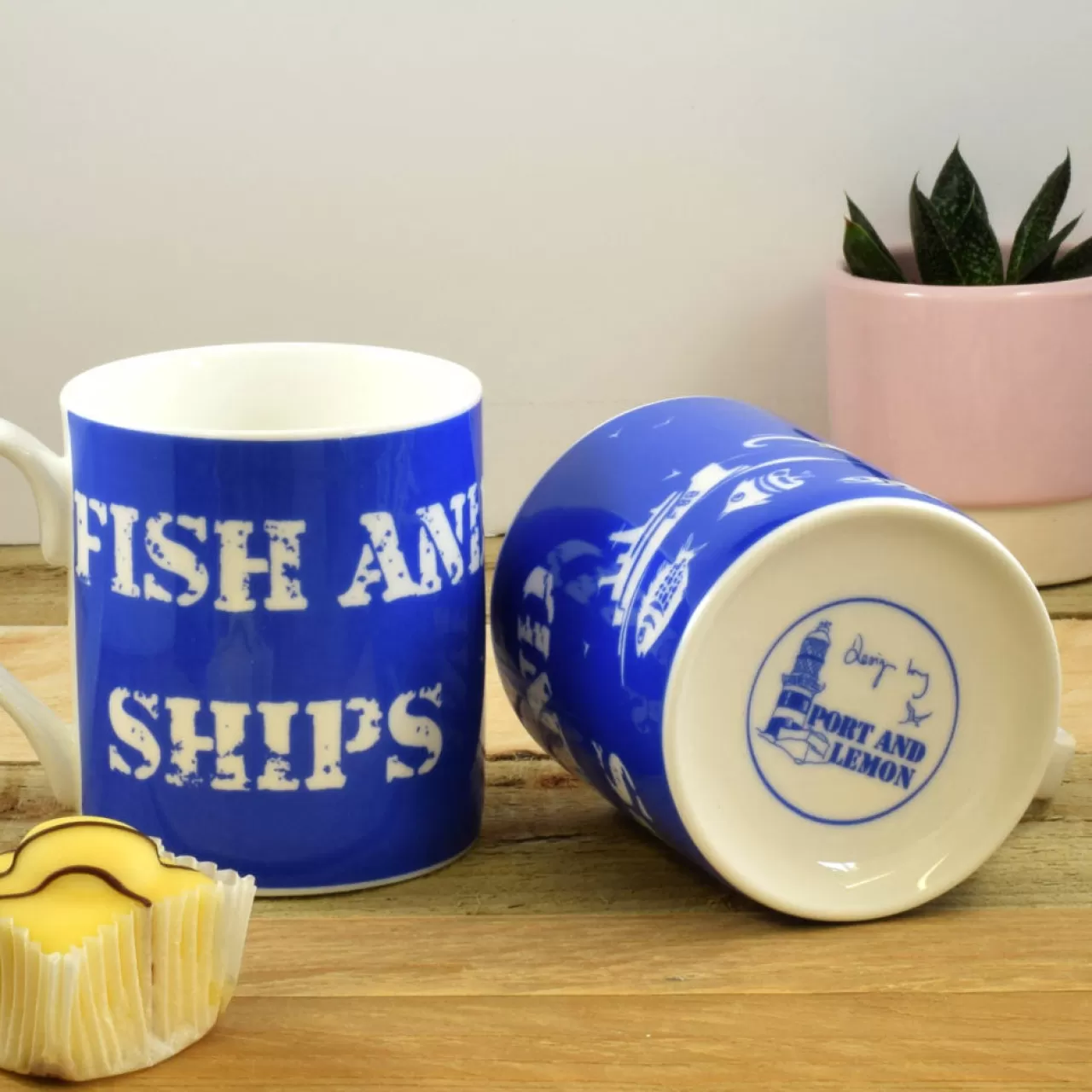 Hot Port & Lemon Fish And Ships Bone China Mug