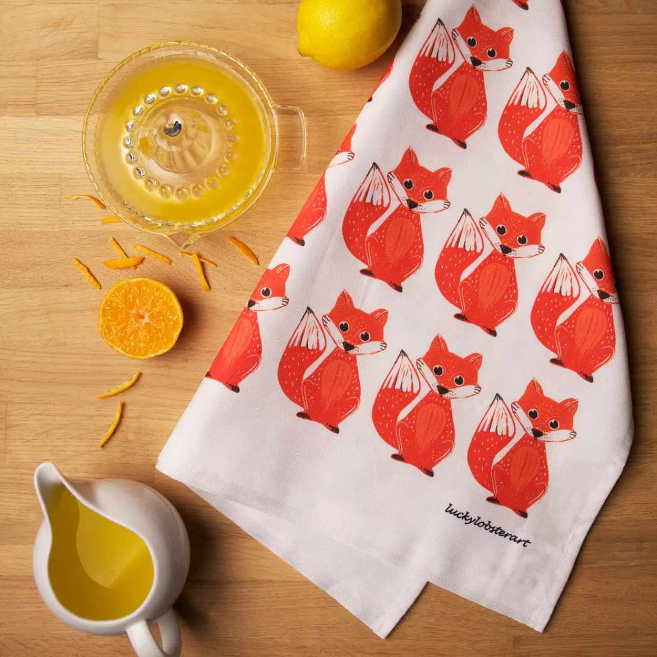 Flash Sale Lucky Lobster Foxy Tea Towel