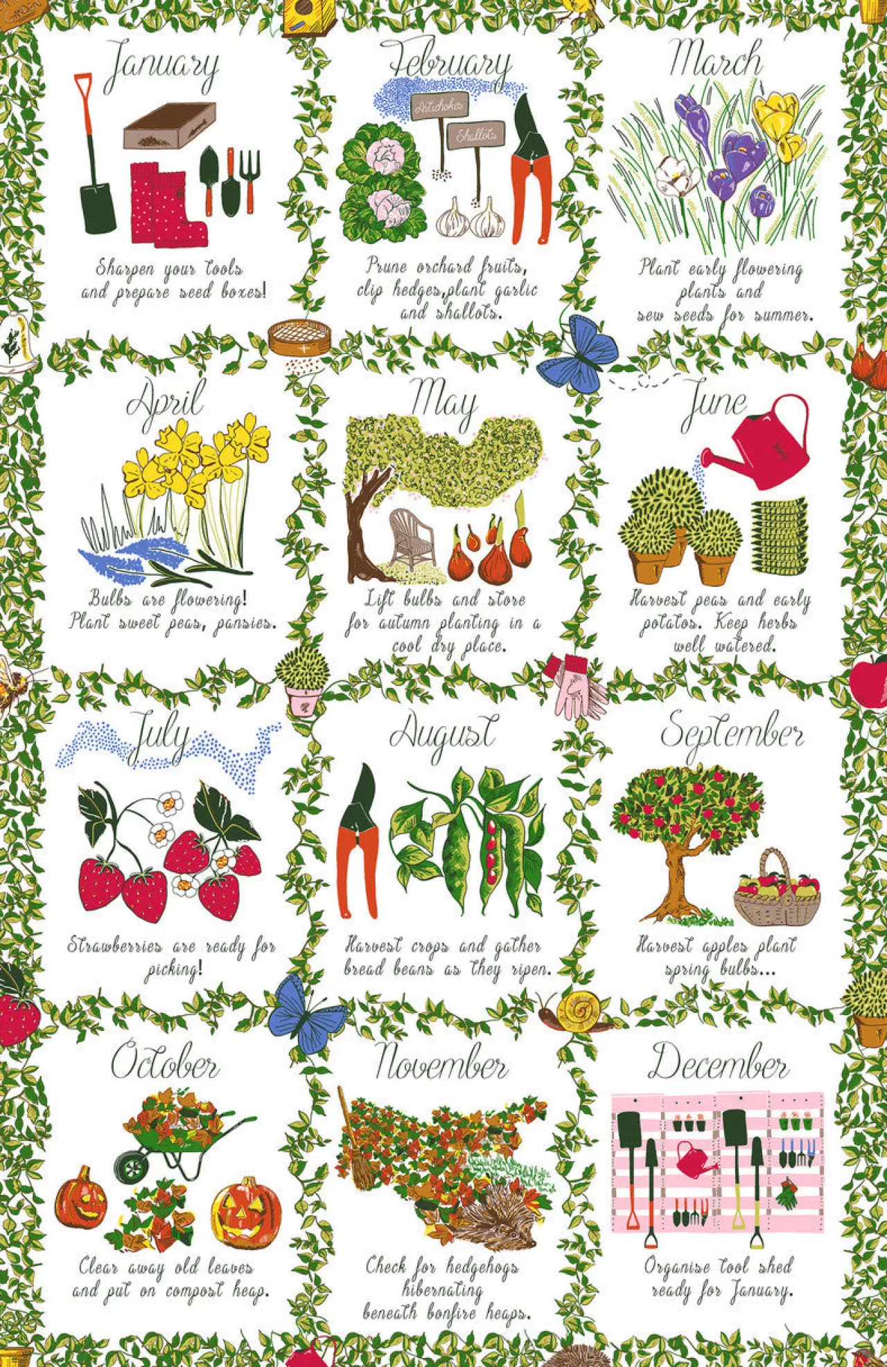 Cheap Ulster Weavers Gardener's Calendar Tea Towel