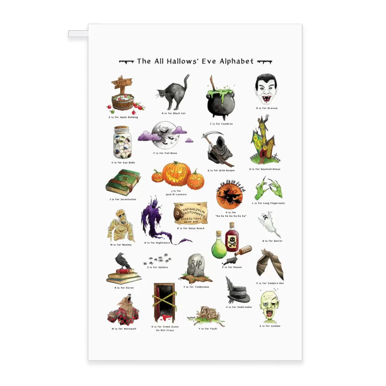 Outlet Yeti Halloween Alphabet Tea Towel