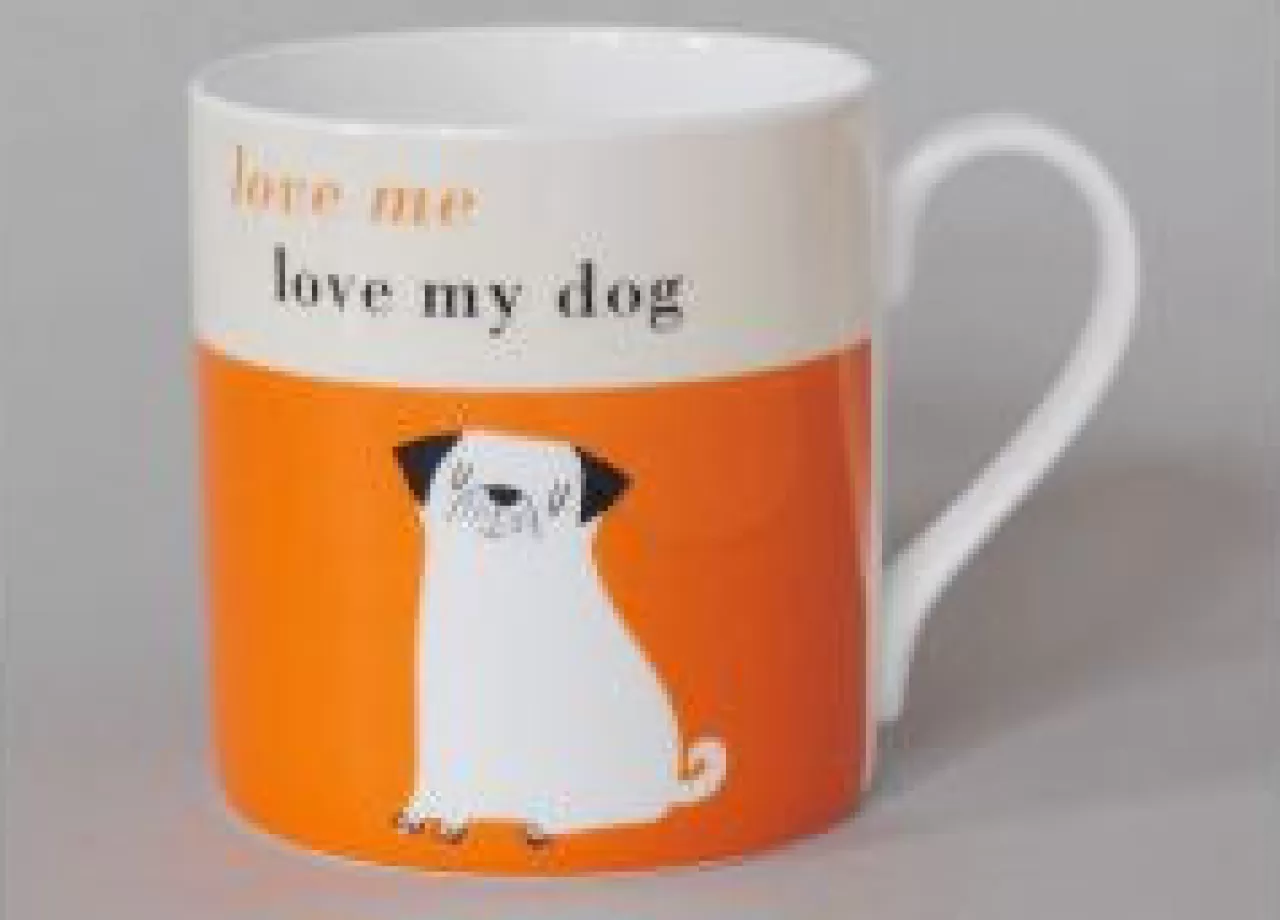 Cheap Repeat Repeat Happiness Pup Orange Mug