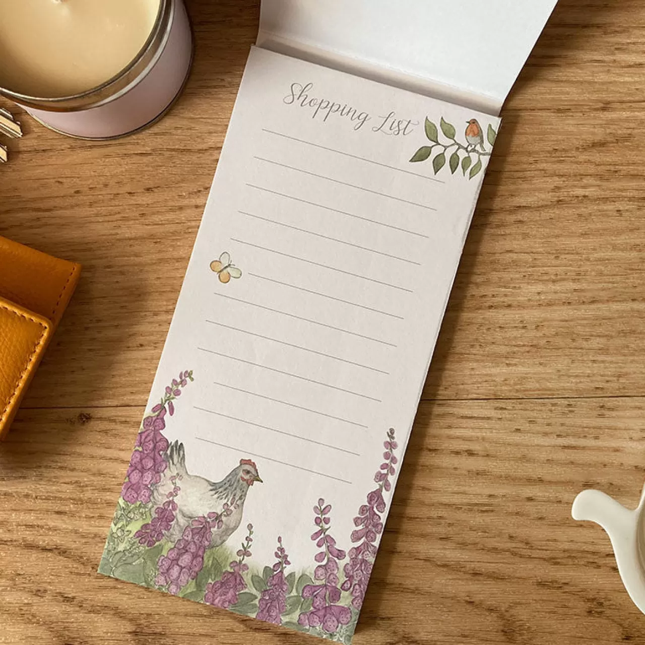 Best Sale Mosney Mill Hens In Foxgloves Shopping List Pad