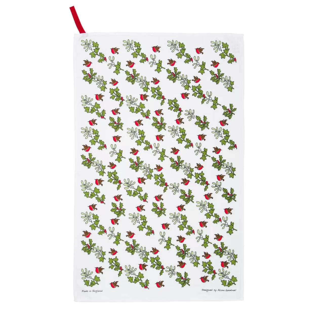 Cheap Alison Gardiner Holly & Ivy Tea Towel