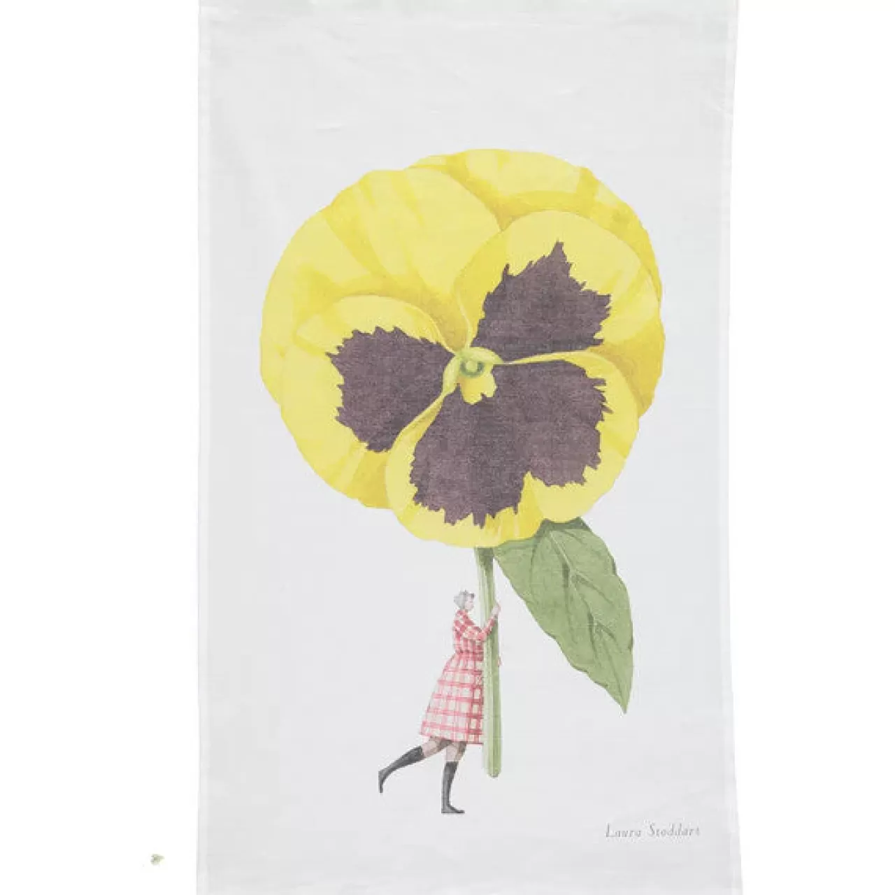 New Laura Stoddart In Bloom Pansy Linen Union Tea Towel