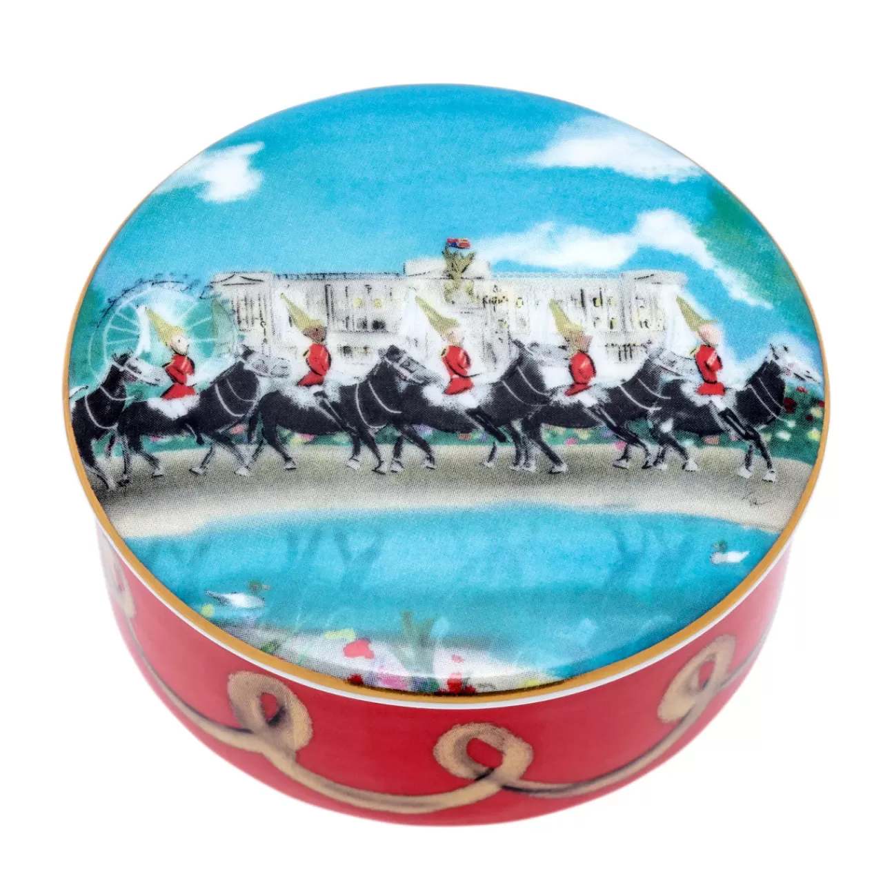 Clearance Halcyon Days Life Guards On Parade Bone China Round Trinket Box