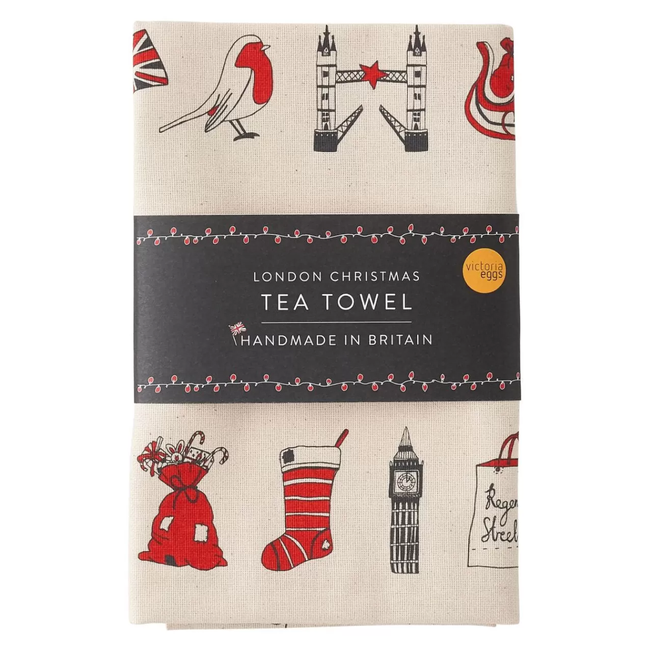 Cheap Victoria Eggs London Christmas Tea Towel