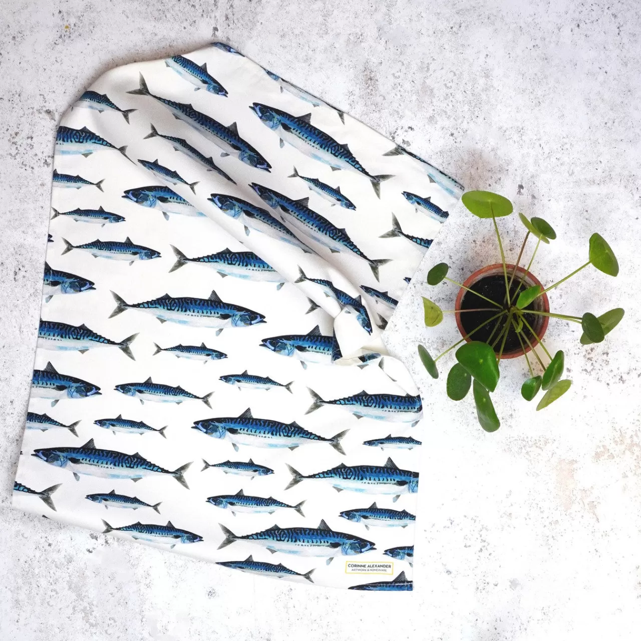 Hot Corinne Alexander Mackerel Tea Towel By