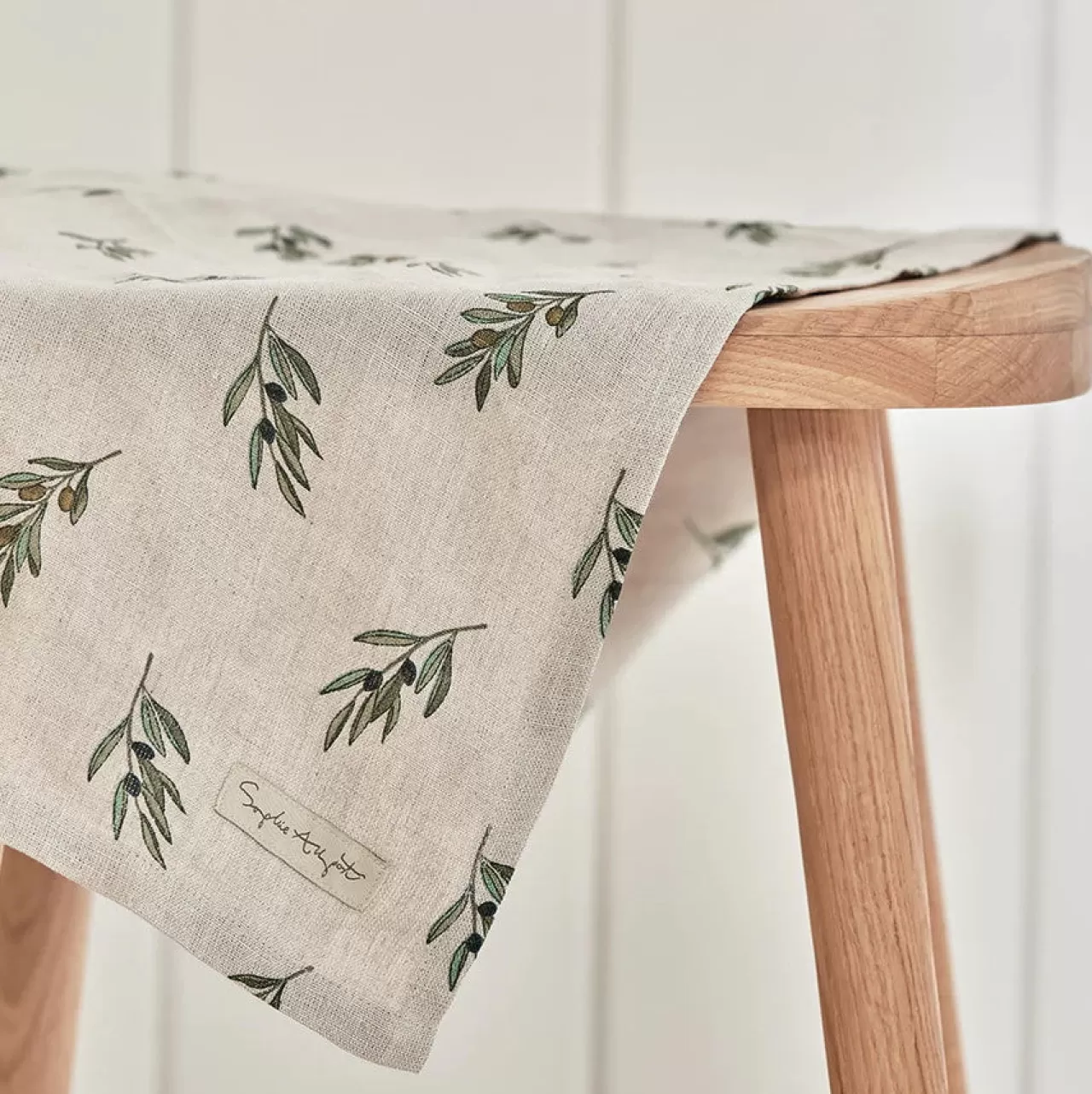 Clearance Sophie Allport Olive Branches Linen Tea Towel