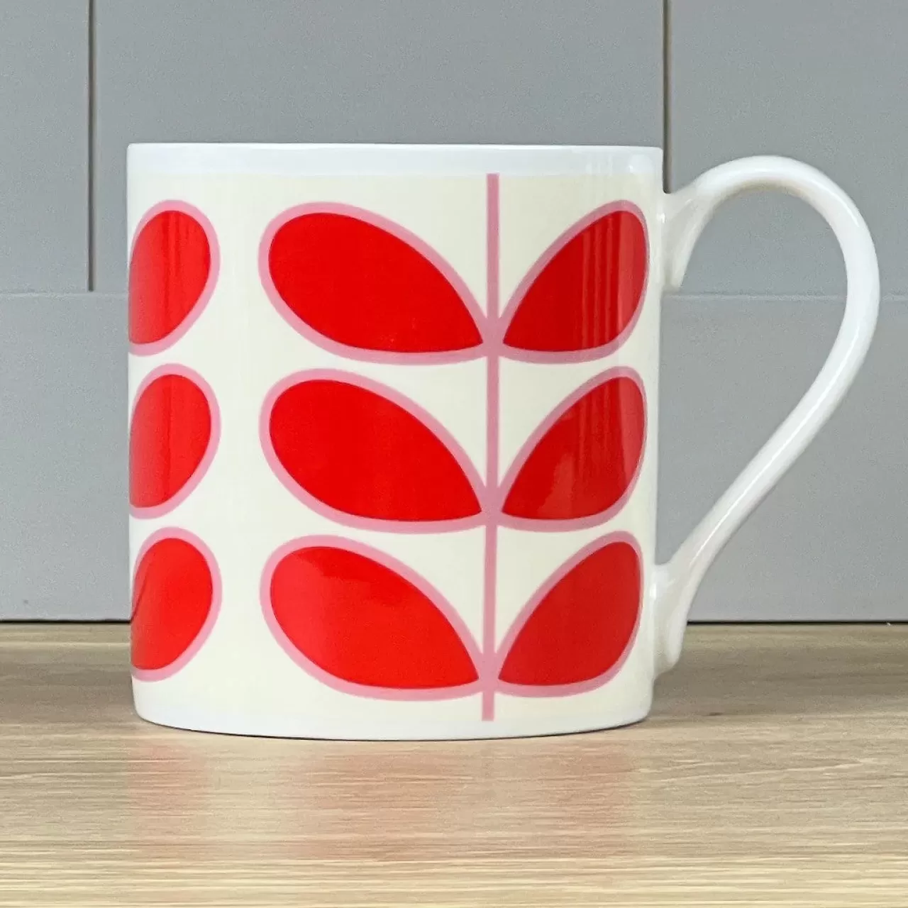 New Mclaggen Smith Orla Kiely Linear Stem Red Bone China Mug