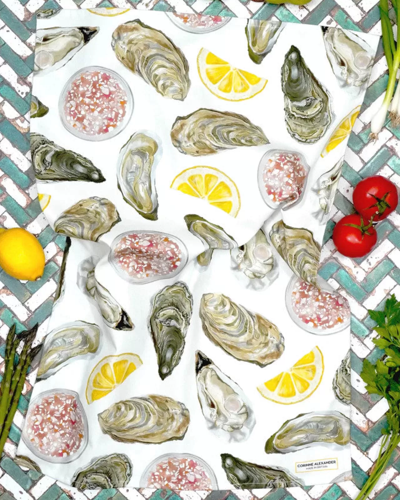 Cheap Corinne Alexander Oyster Tea Towel By