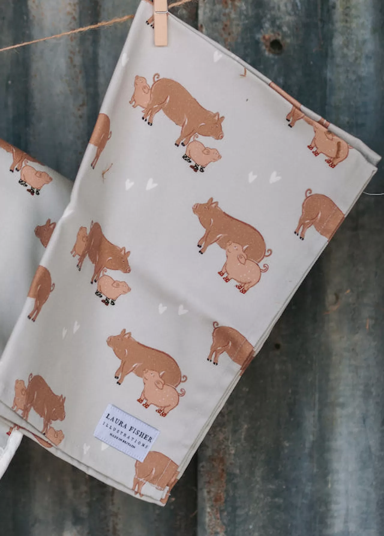 New Laura Fisher Perfect Pig Cotton Tea Towel