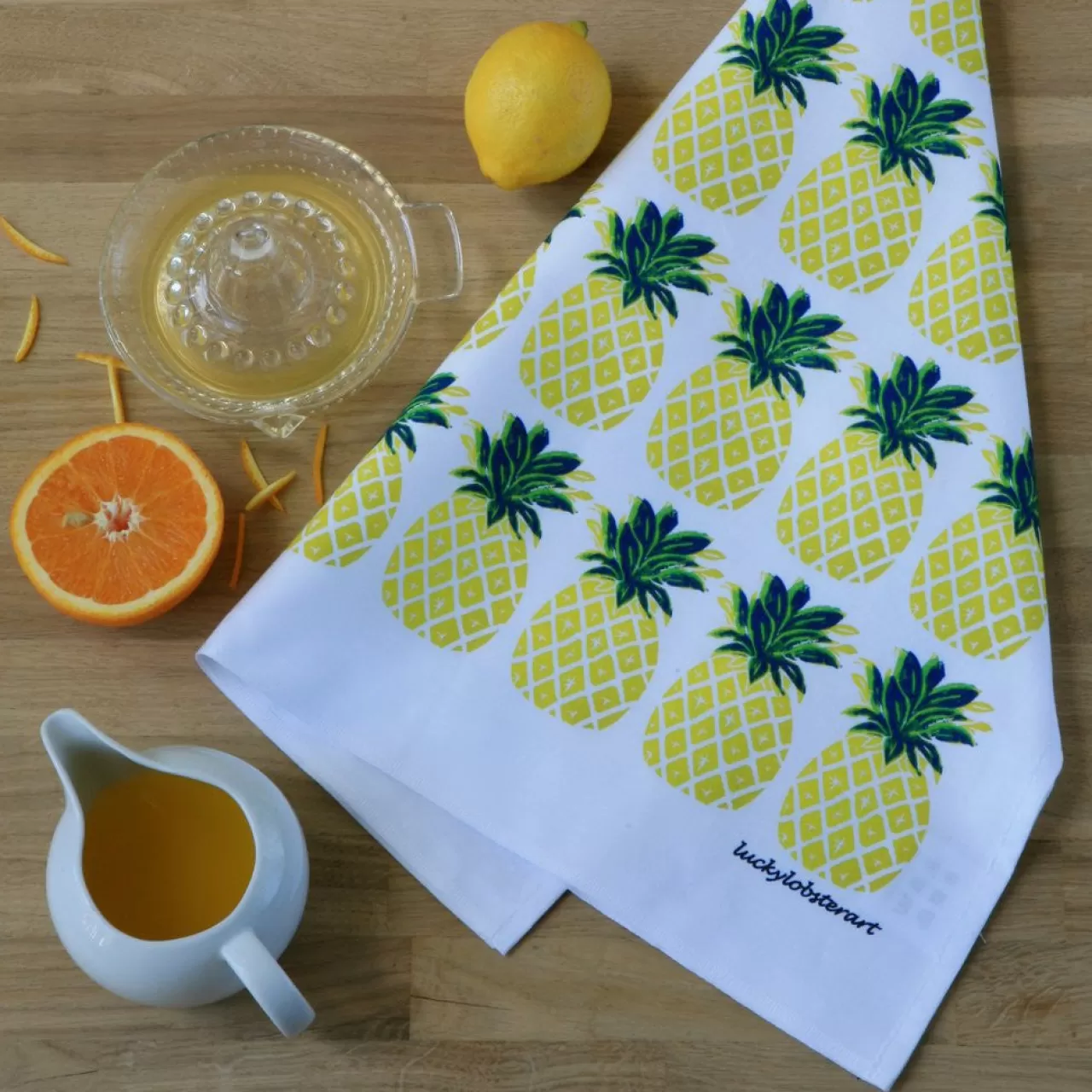 Clearance Lucky Lobster Pineapple Tea Towel