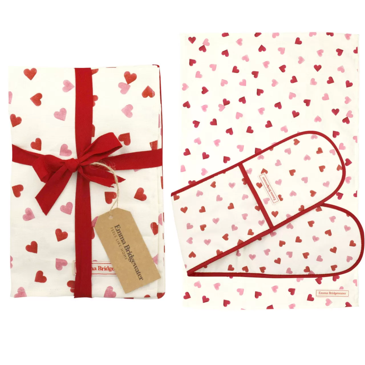 Cheap Emma Bridgewater Pink Hearts Oven Glove & Tea Towel Set