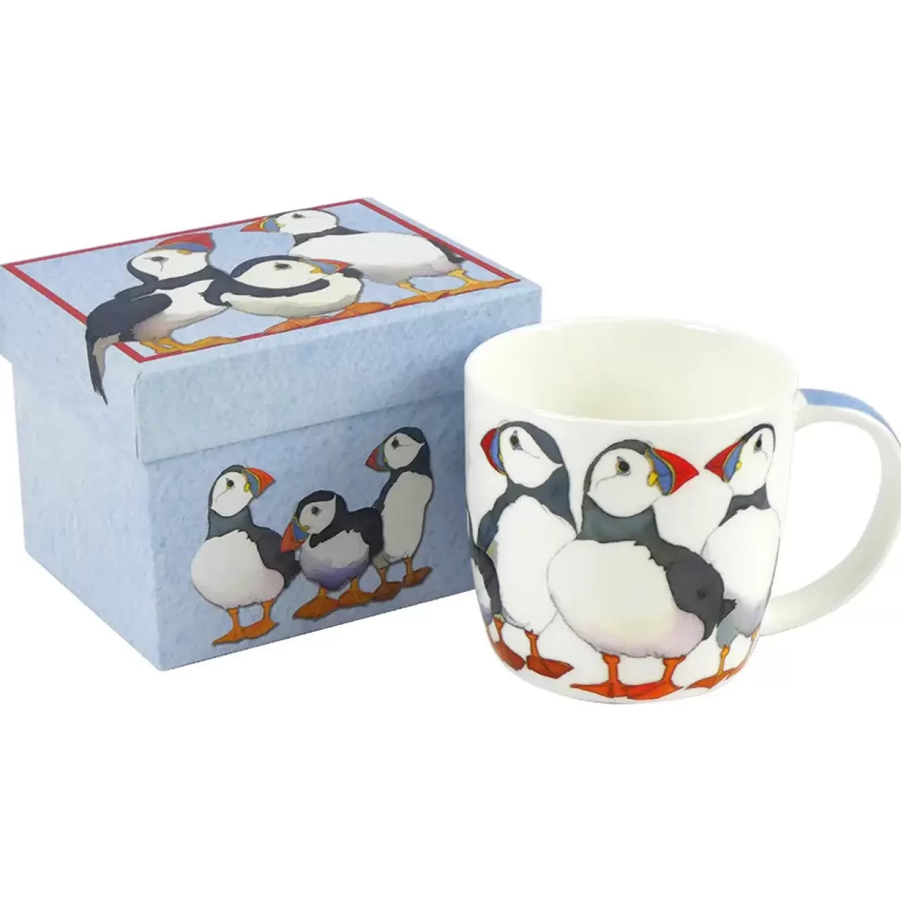 Clearance Emma Ball Puffins Bone China Mug (Boxed)