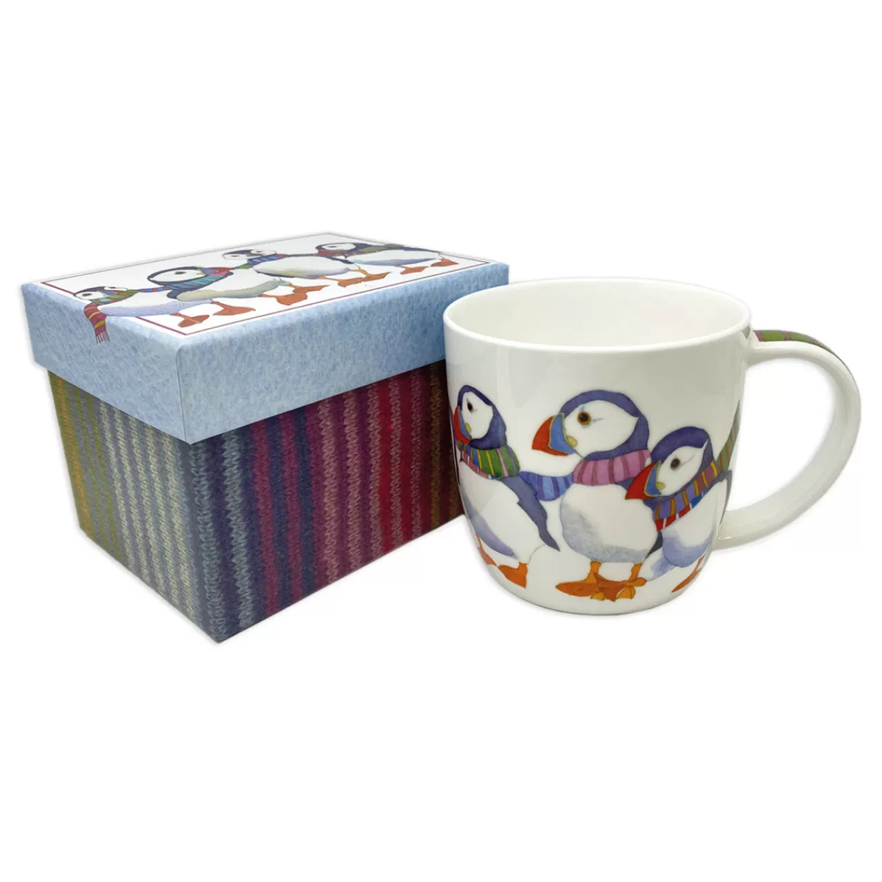 Outlet Emma Ball Puffins In A Long Scarf Bone China Mug (Boxed)