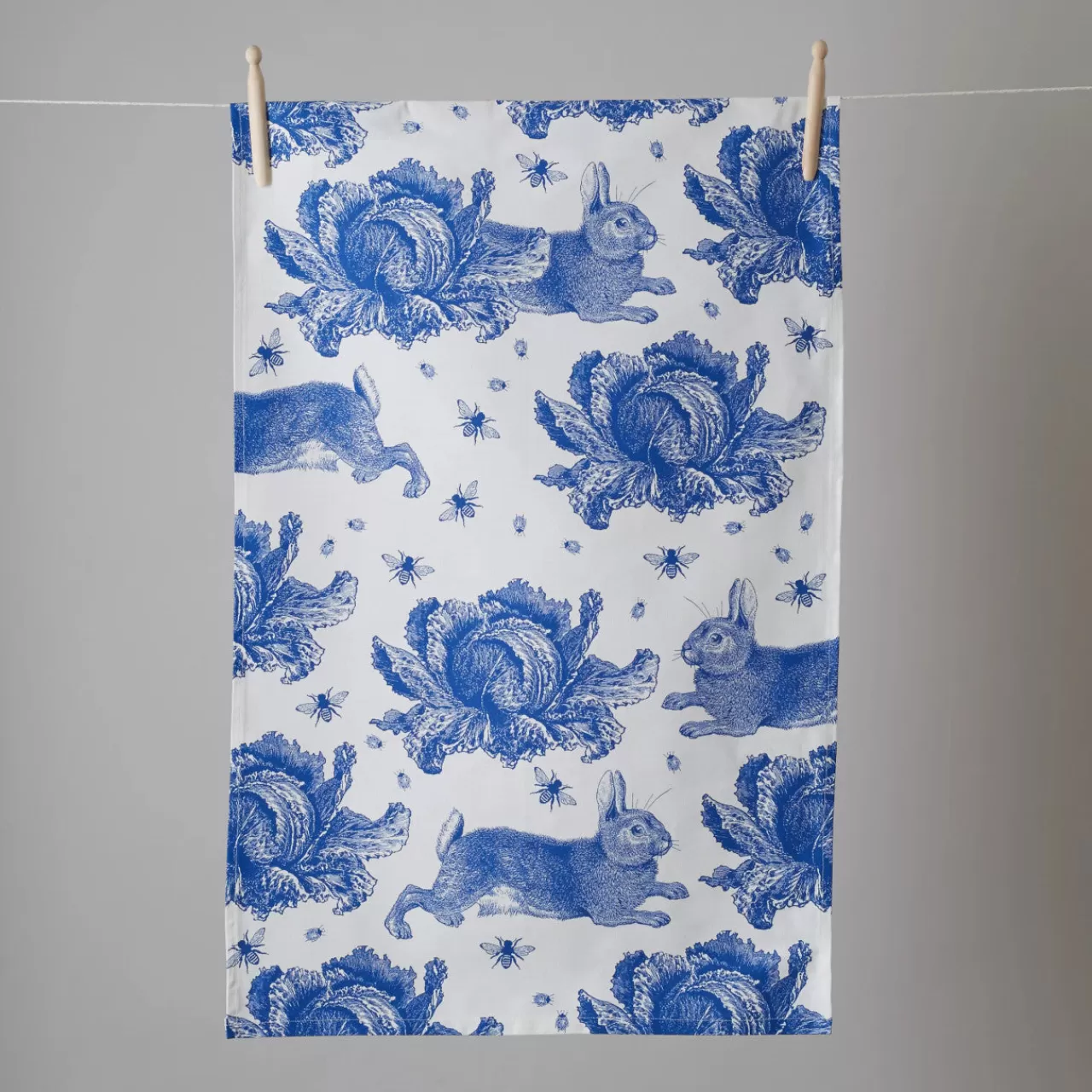 Flash Sale Thornback & Peel Rabbit & Cabbage Delft Blue Tea Towel