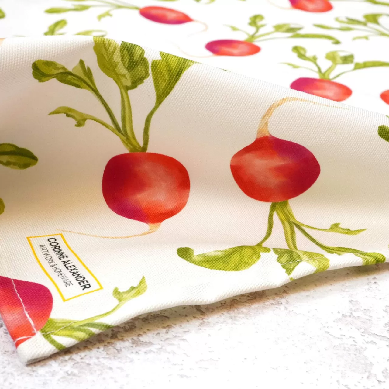 Store Corinne Alexander Radish Tea Towel By