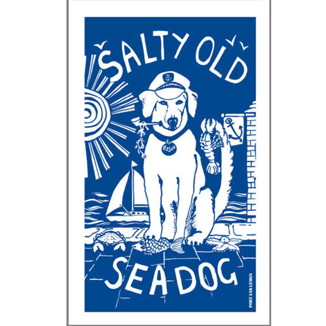 Outlet Port & Lemon Salty Sea Dog 100% Cotton Tea Towel