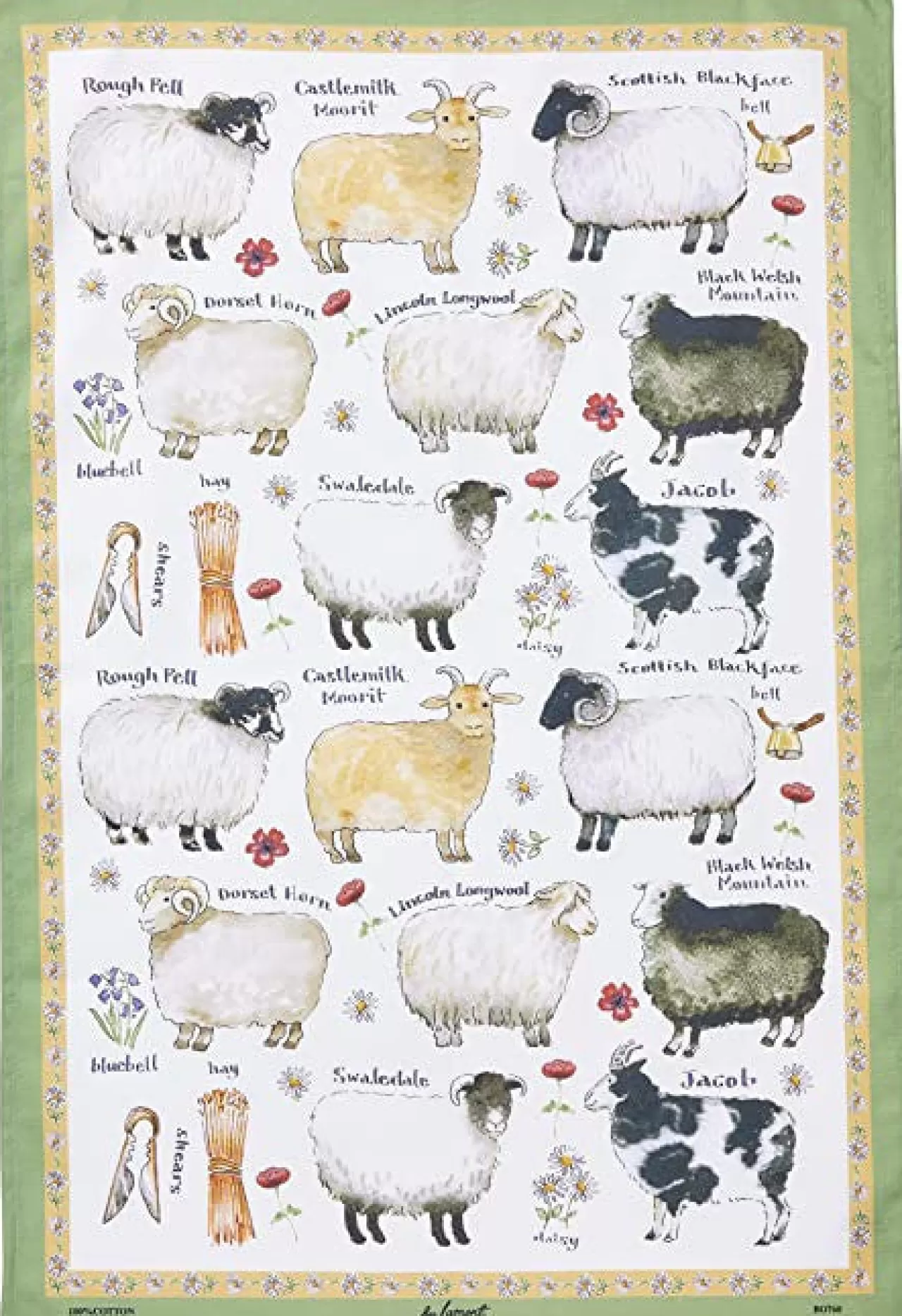 Fashion Samuel Lamont Sheep Breeds Tea Towel