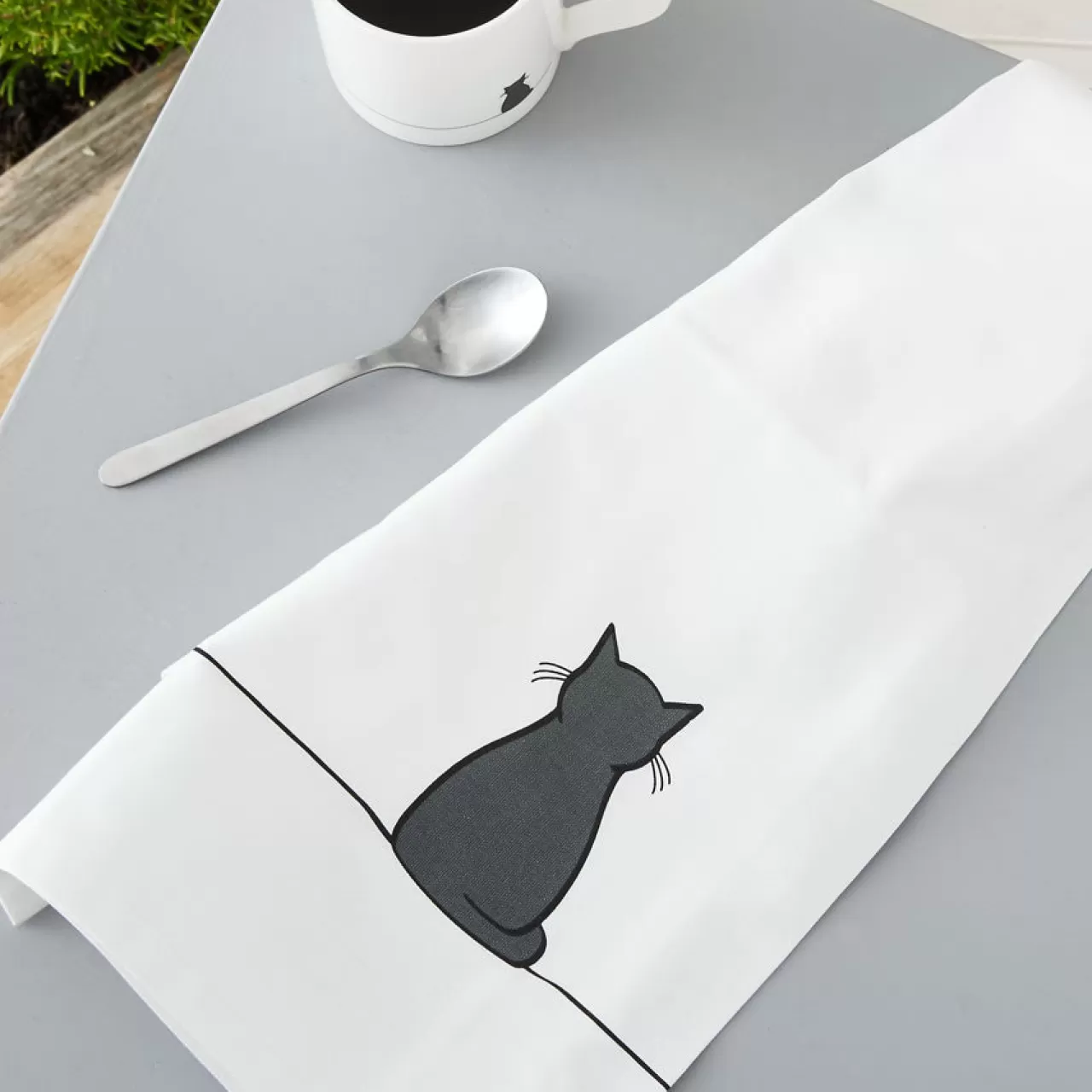 Outlet Jin Designs Sitting Cat Tea Towel