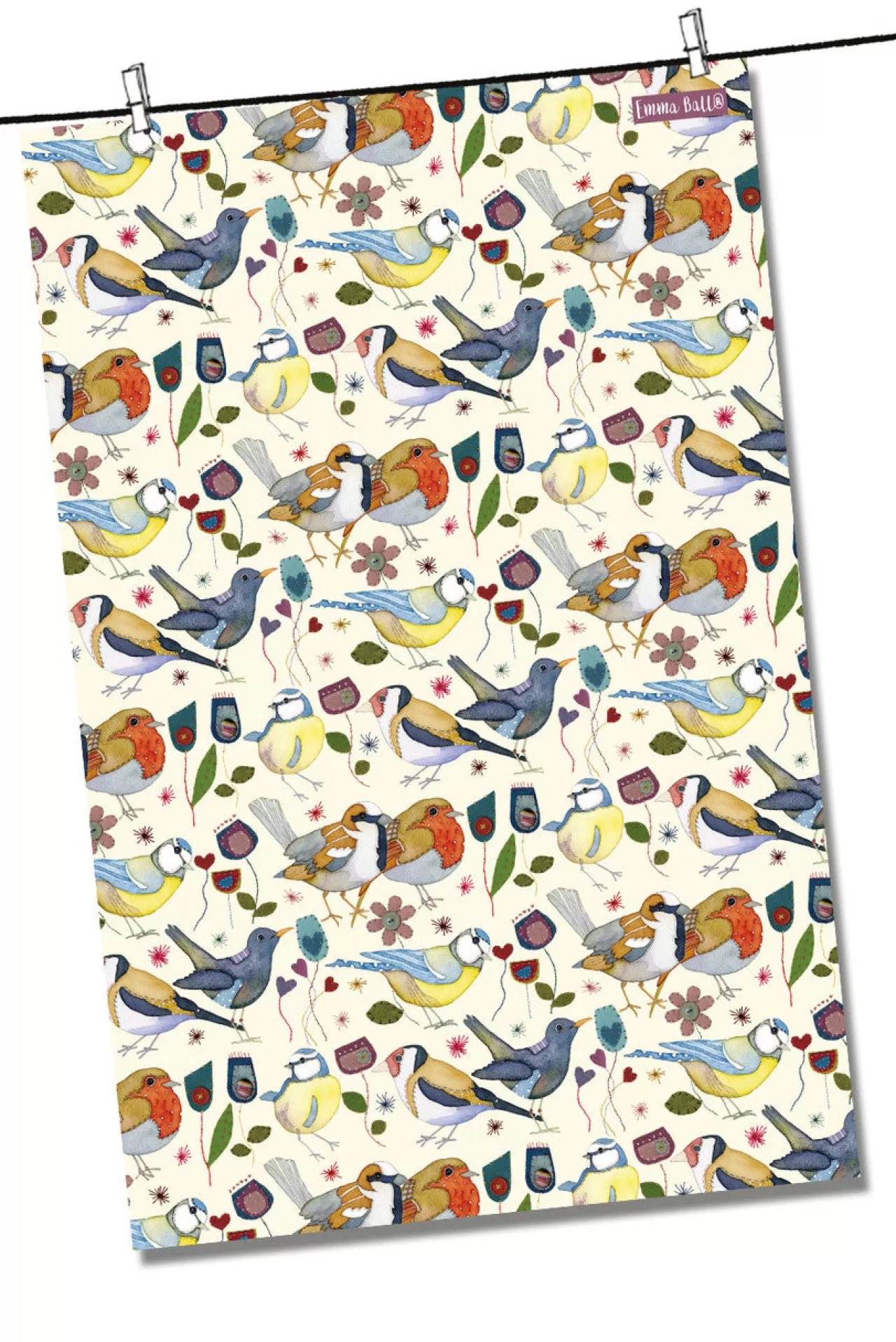 Discount Emma Ball Stitched Birdies Tea Towel