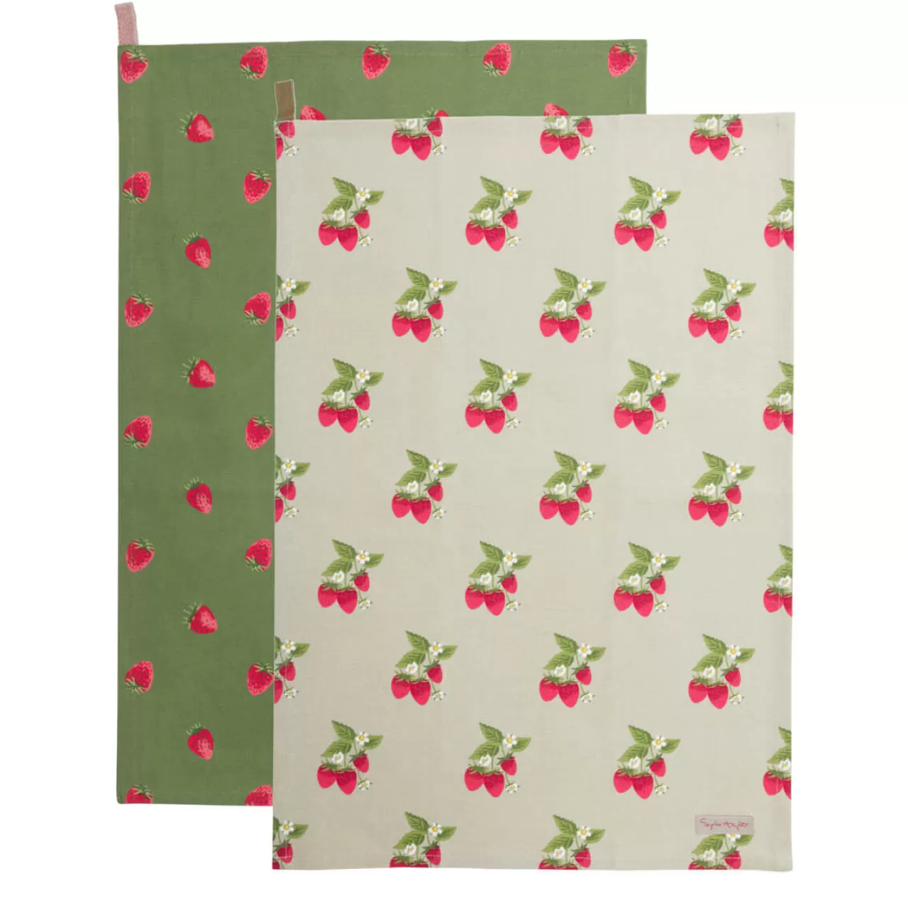 Cheap Sophie Allport Strawberries Set Of 2 Tea Towels By