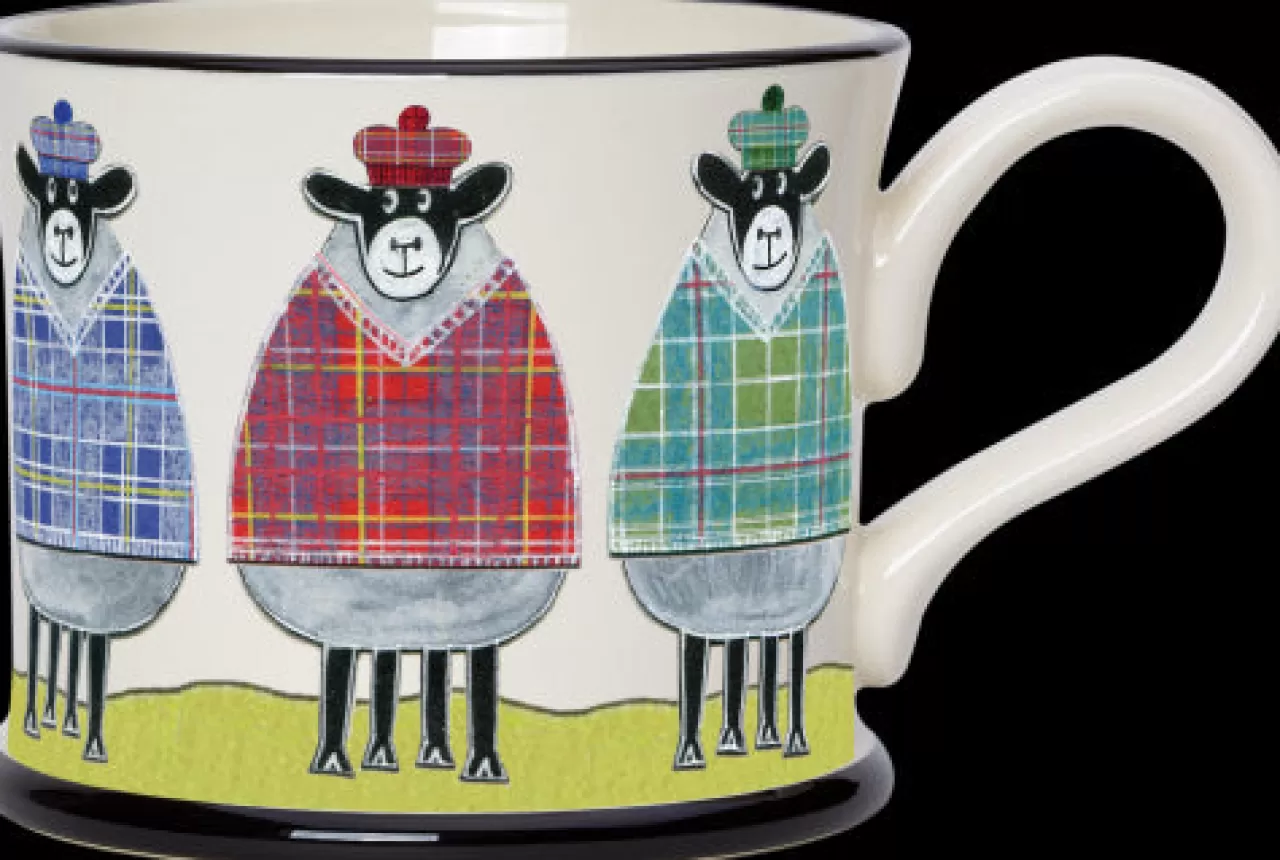 Store Moorland Pottery Tartan Sheep Mug By