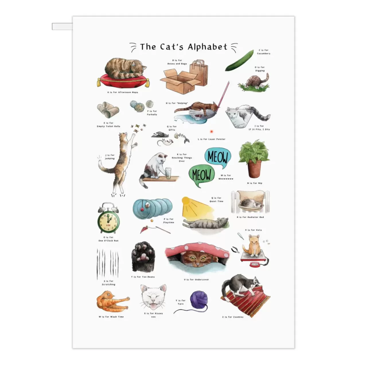 Clearance Yeti The Cat's Alphabet Tea Towel