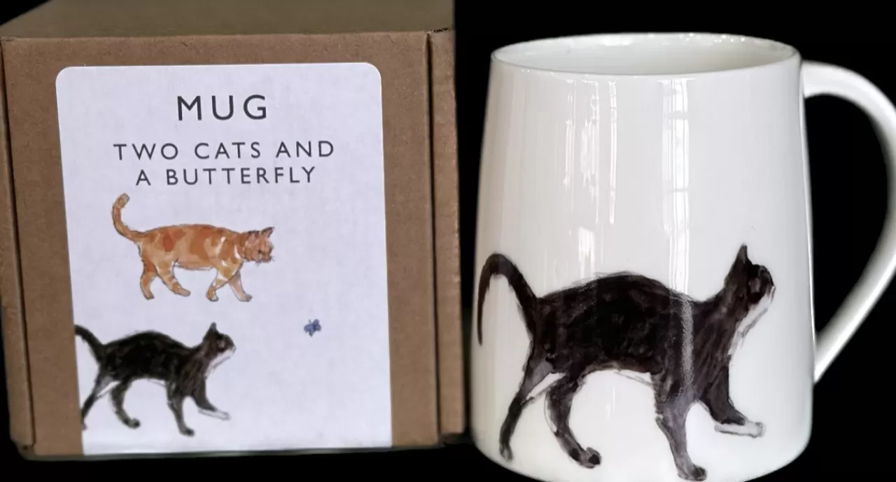 Flash Sale Helen Beard Two Cats And A Butterfly Mug