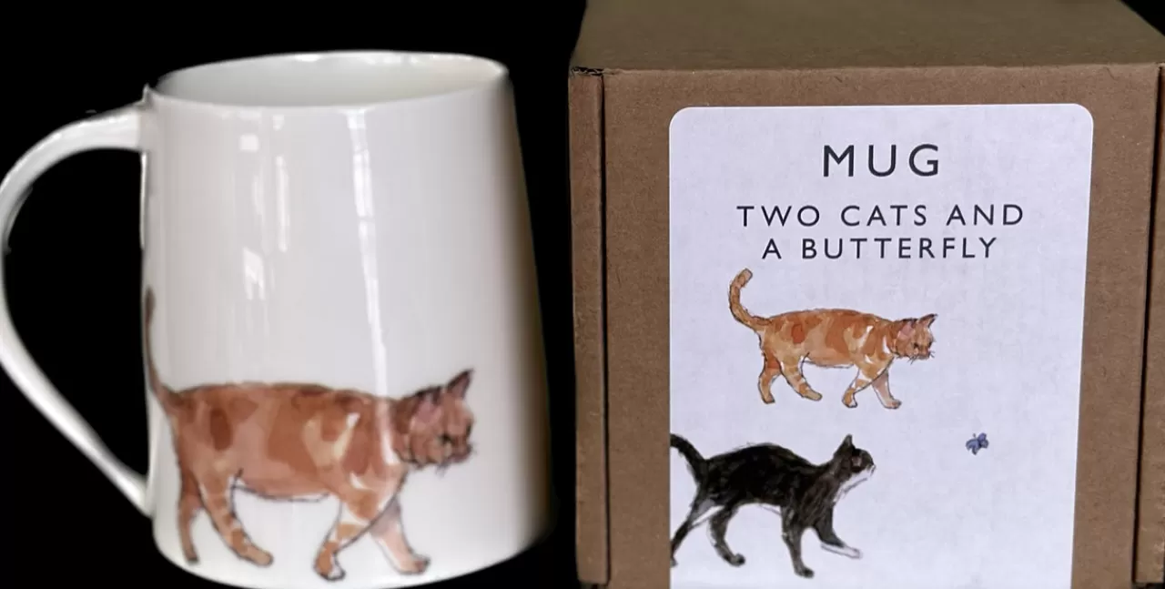 Flash Sale Helen Beard Two Cats And A Butterfly Mug