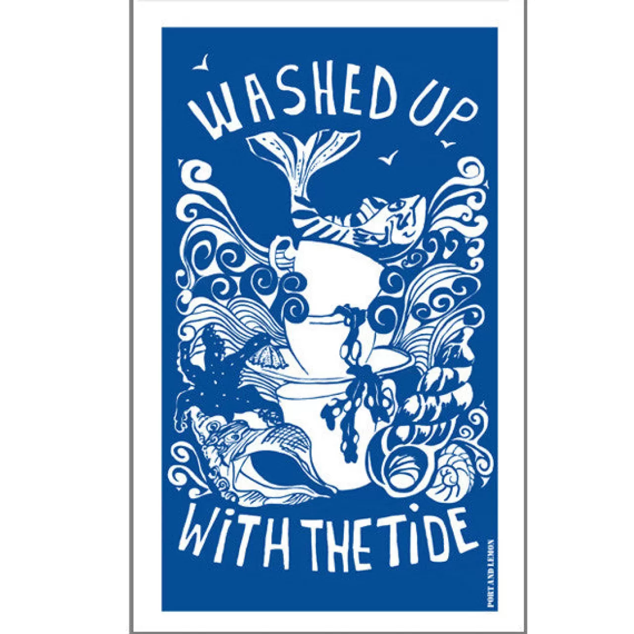 Shop Port & Lemon Washed Up With The Tide 100% Cotton Tea Towel