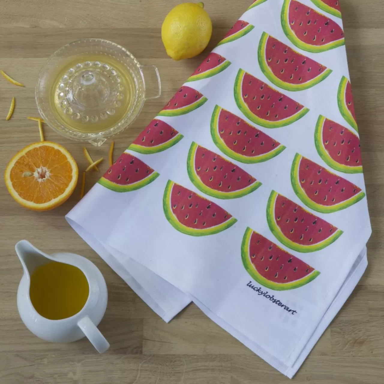 Cheap Lucky Lobster Watermelon Tea Towel