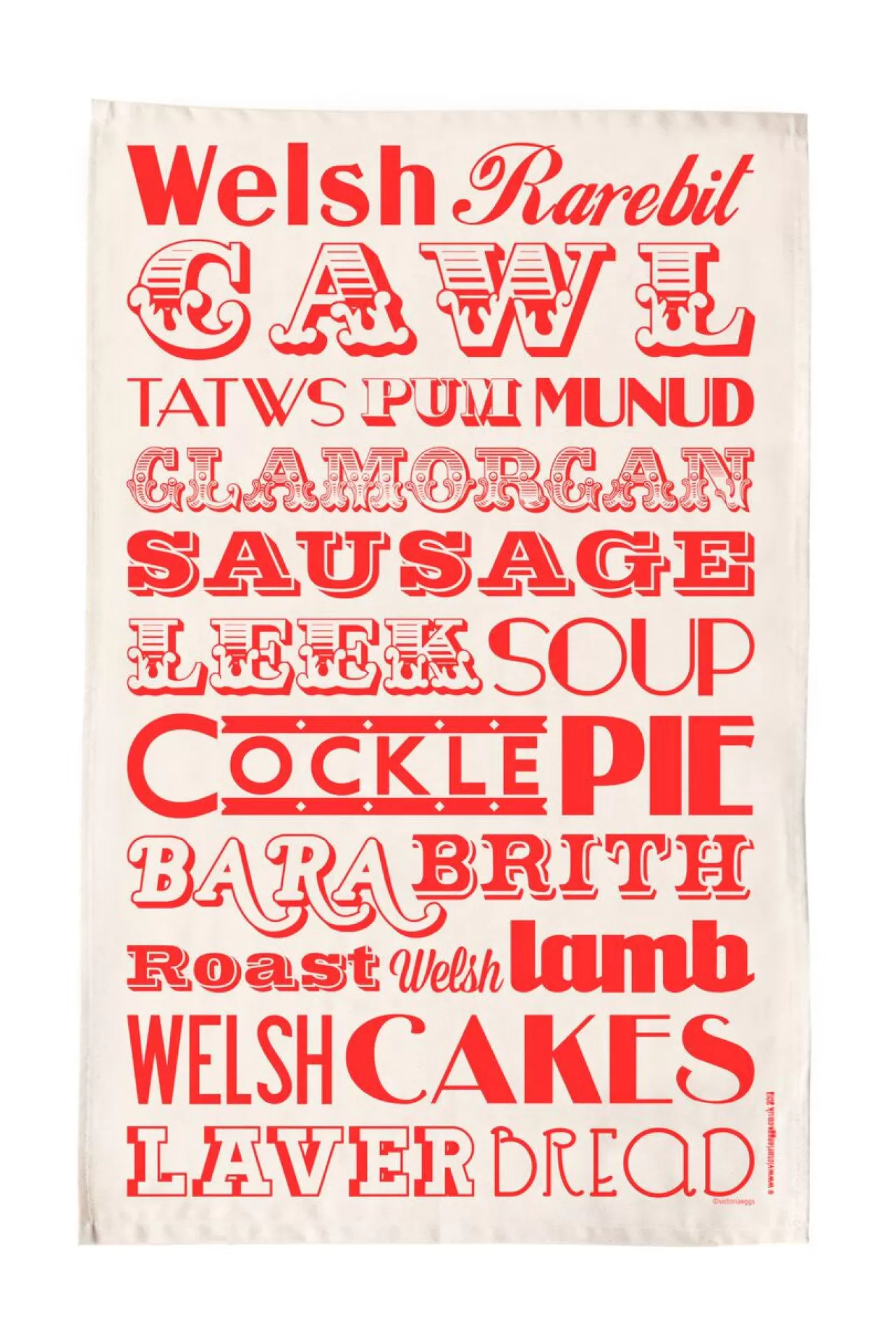 Best Victoria Eggs Welsh Dinner Tea Towel - Red