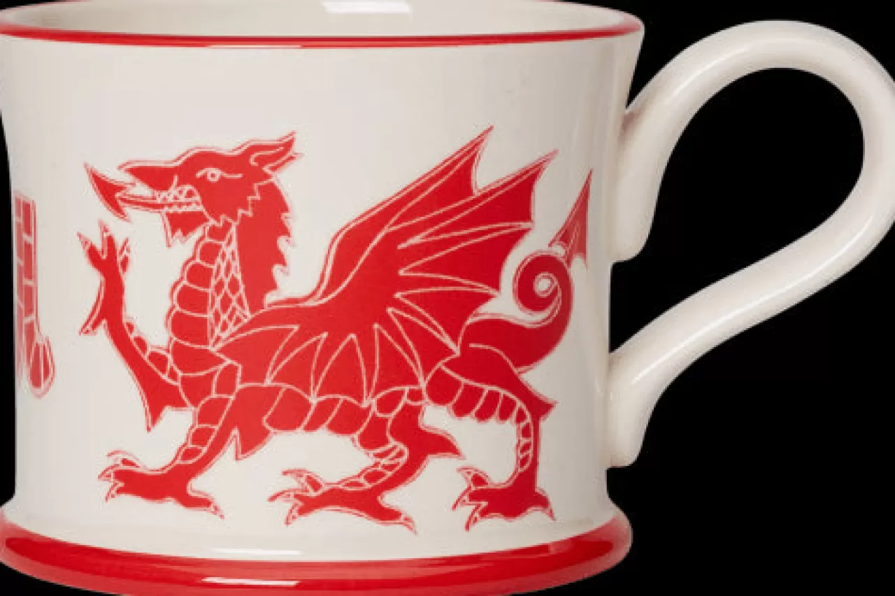 Hot Moorland Pottery Welsh Dragon Red Mug By